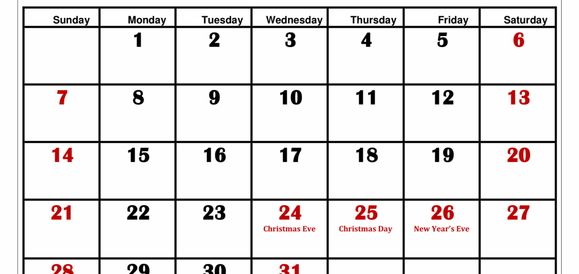 December 2025 Calendar Printable PDF Template With Holidays