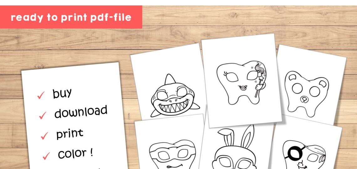Dentist Mask Printable Kids Coloring Mask Tooth Mask Tooth Fairy Party Dentist Office Party Props Tooth Printable Instant Download Etsy Australia