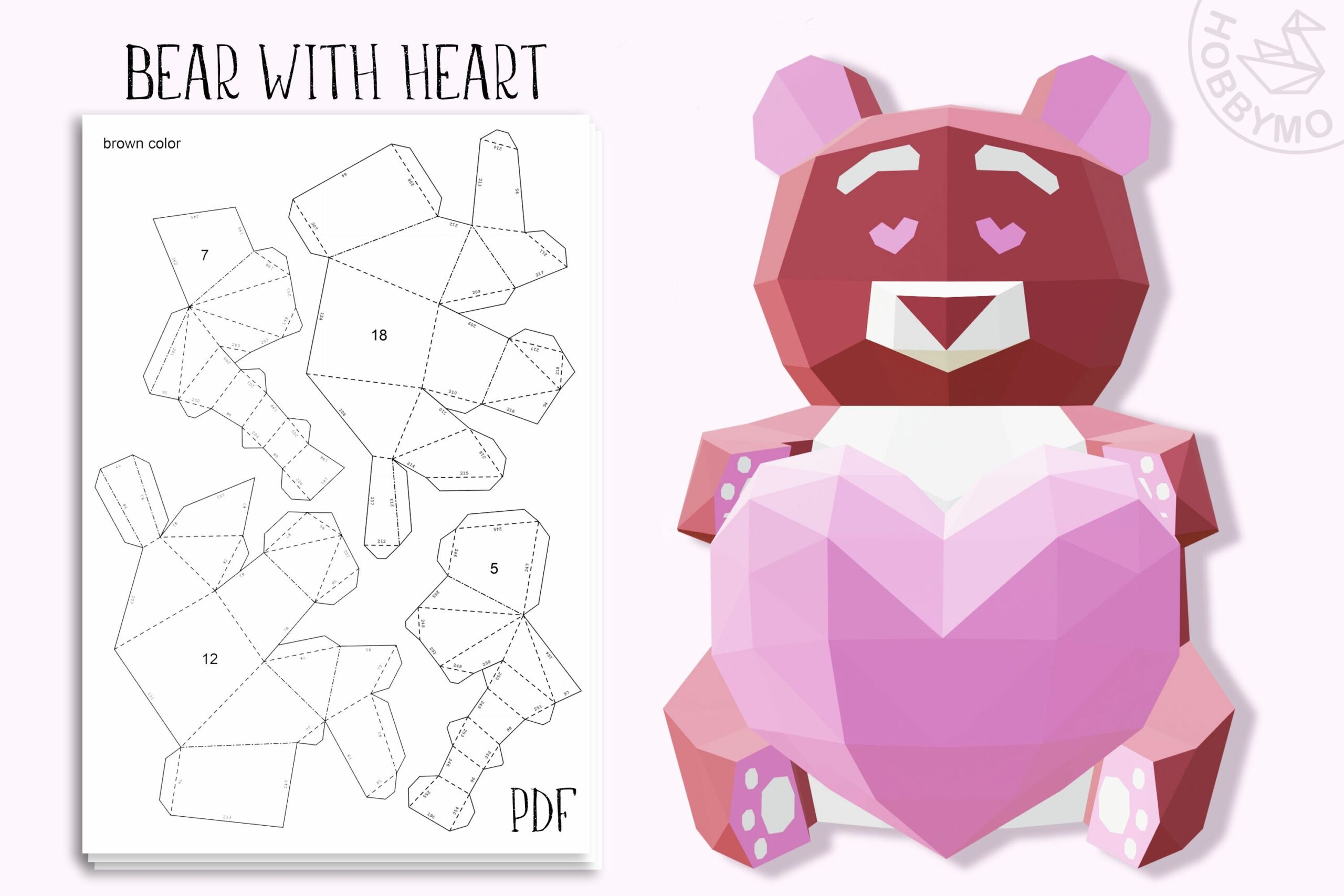 DIY Paper Cute Bear 3D Papercraft Printable PDF