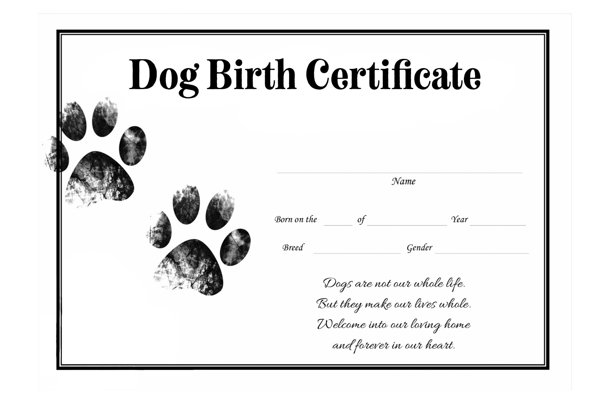 Dog Birth Certificate For Girl Or Boy Puppy Gender Neutral Printable Template Breeder Instant Download Resource Dog Birth Certificate For Girl Or Boy Puppy Gender Neutral Printable Template Breeder Instant Download Resource
