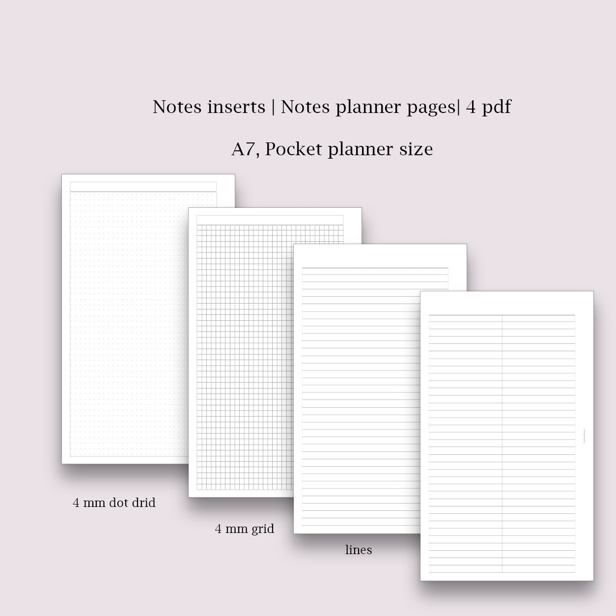Dot Grid Lined Paper A7 Pocket Size Printable Writing Paper Blank Notes Study Note Template Lecture Notes Taking Etsy