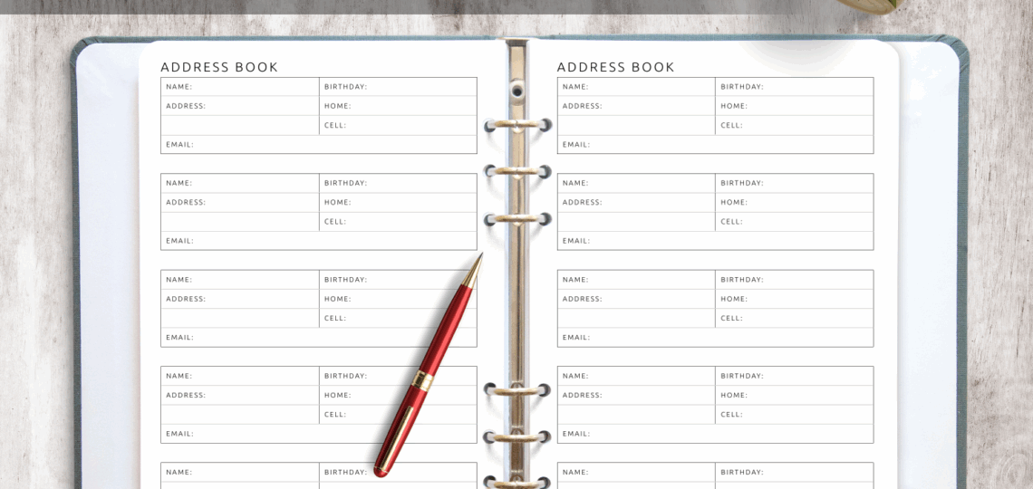 Download Printable Address Book Template PDF