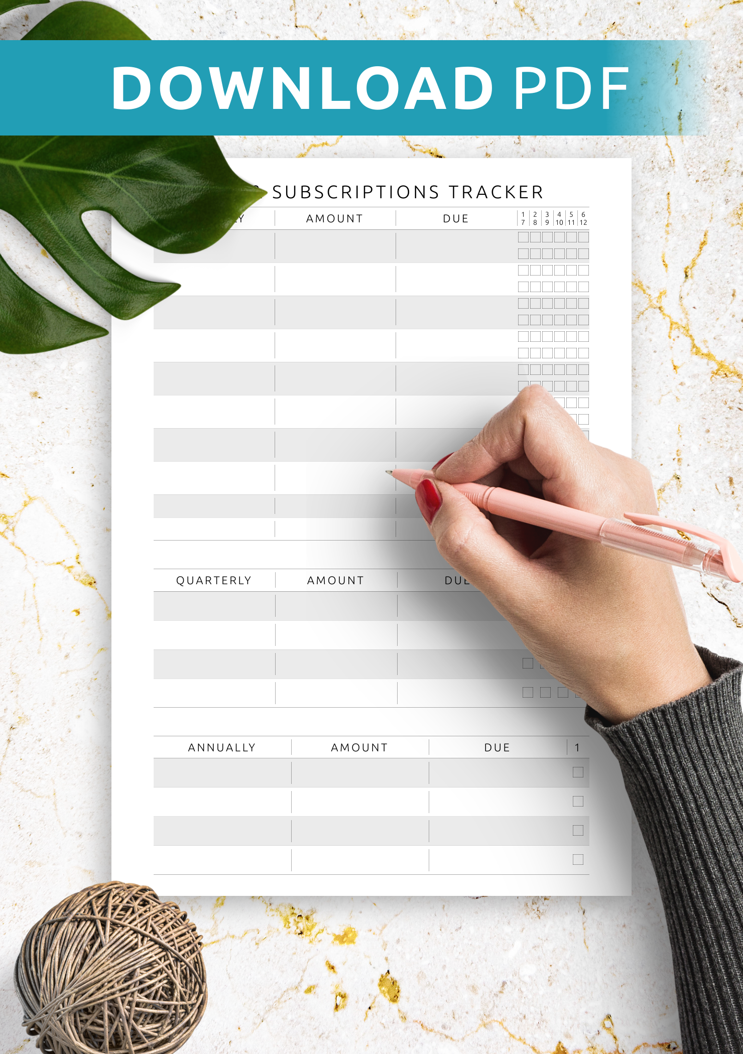 Download Printable Bill U0026 Subscriptions Tracker Template PDF