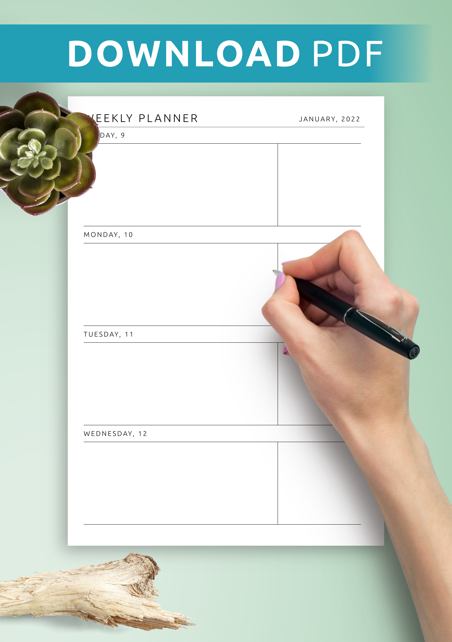 Printable Weekly Calendar Blank