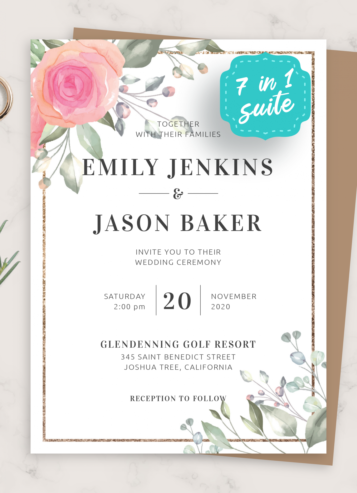 Download Printable Floral Elegant Wedding Invitation Suite PDF Download Printable Floral Elegant Wedding Invitation Suite PDF