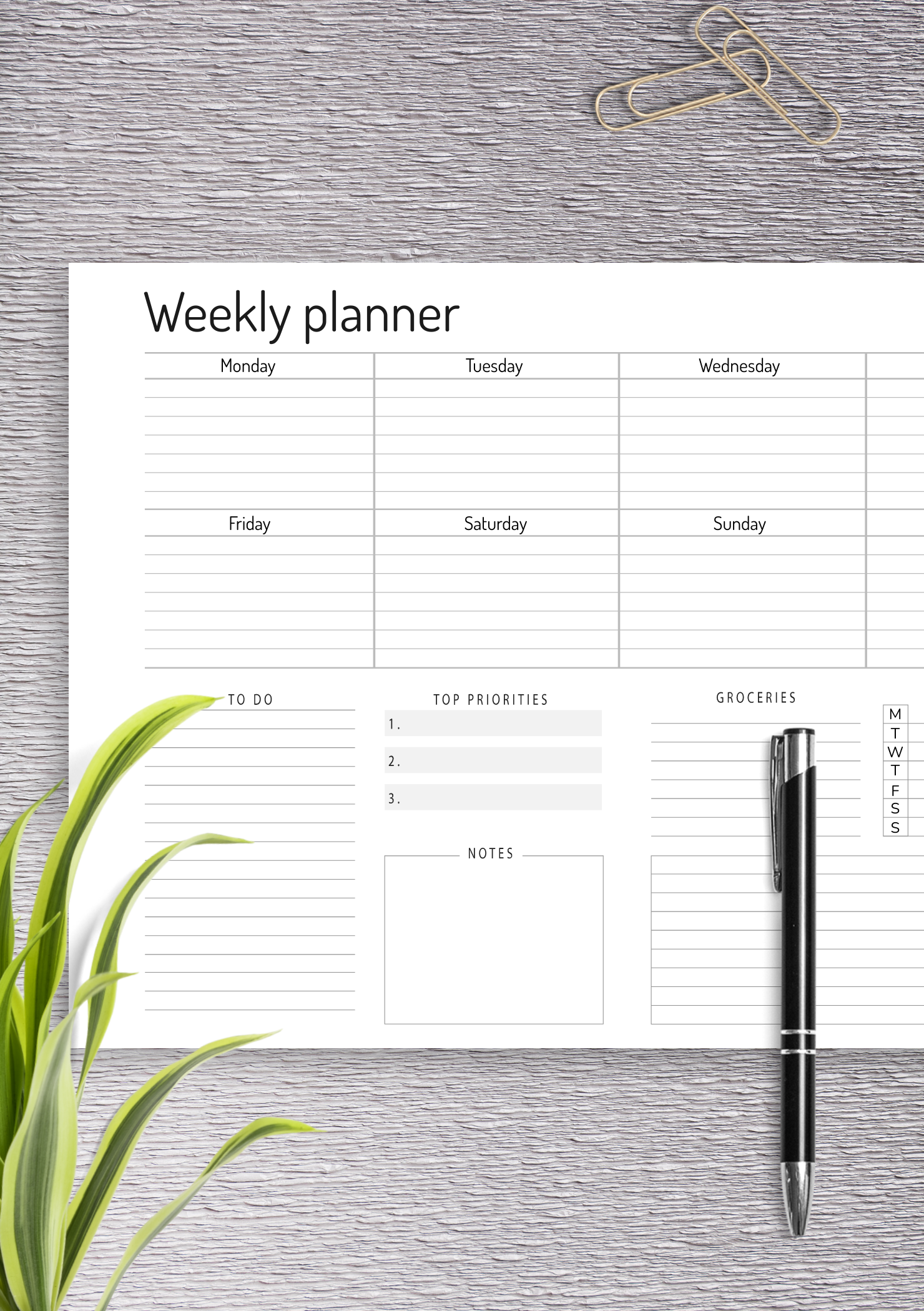 Printable Weekly Blank Calendar Template