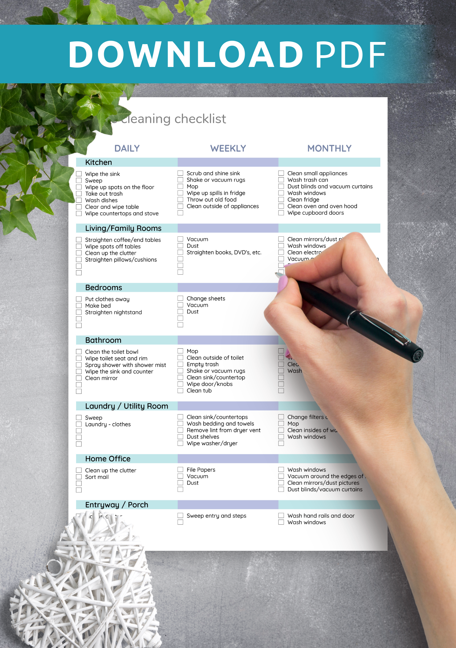 Download Printable House Cleaning Checklist Template PDF Download Printable House Cleaning Checklist Template PDF