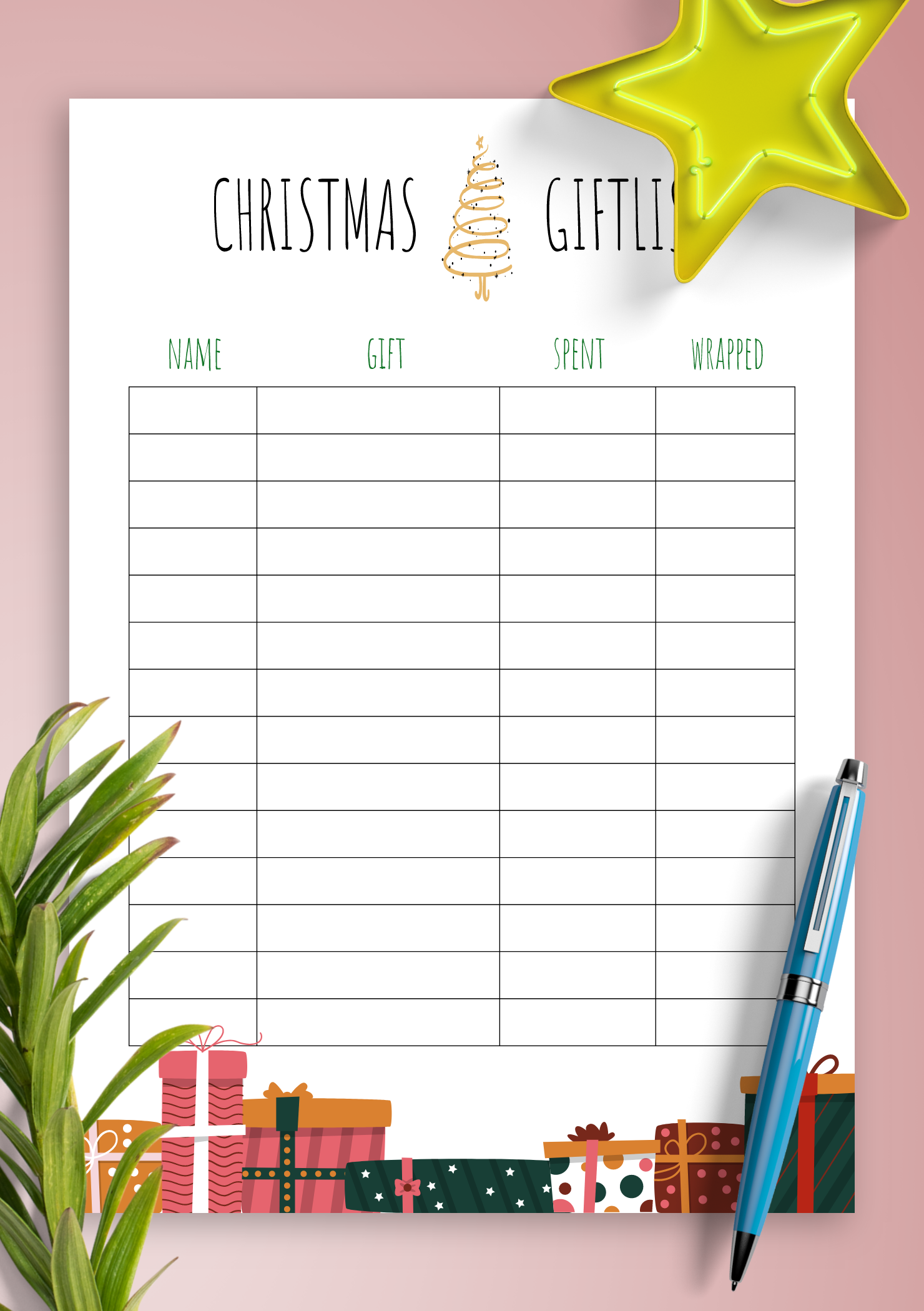 Christmas Gift List Printable Free Christmas Gift List Printable Free
