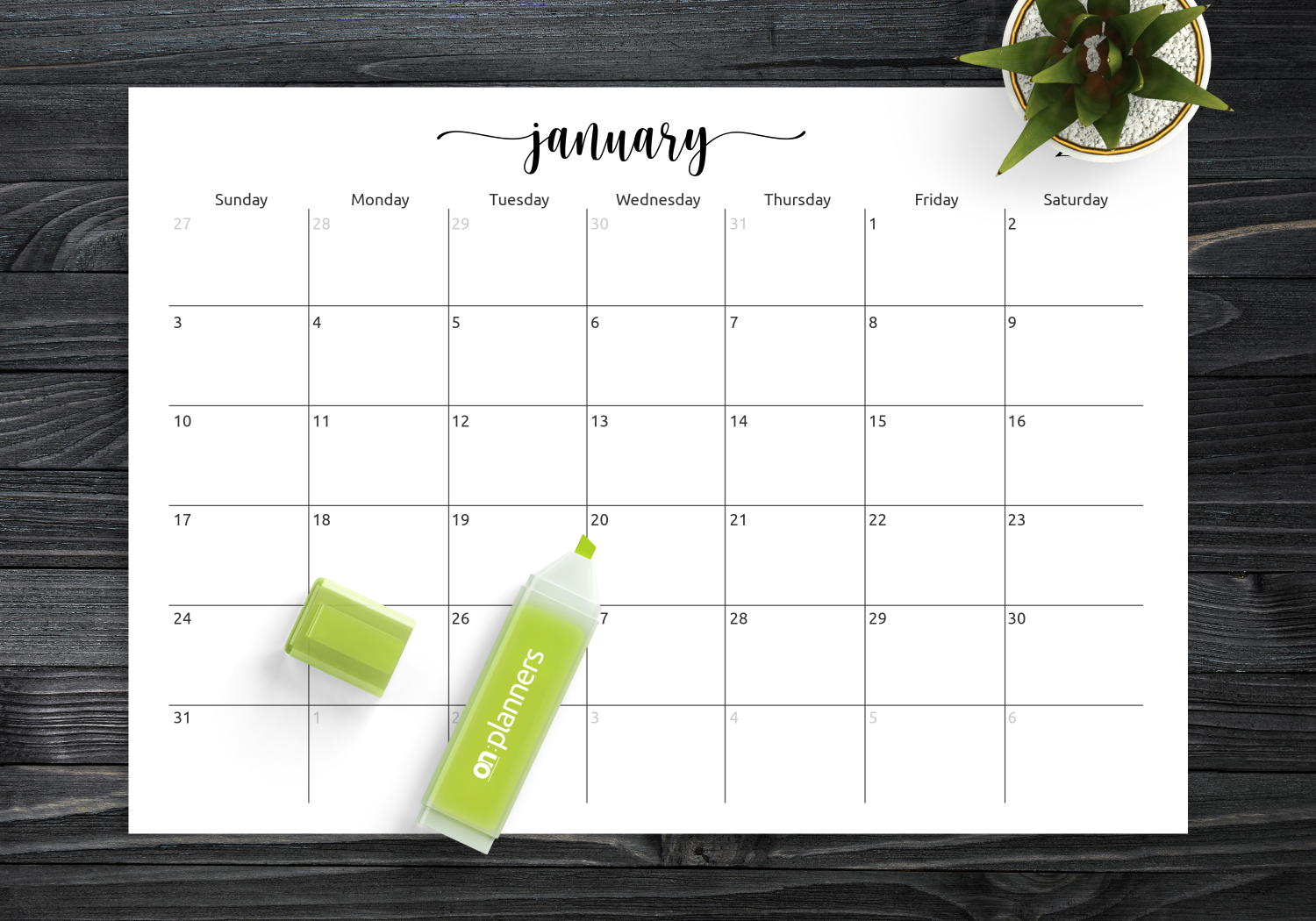 Blank Calendar Grid Printable And Customizable