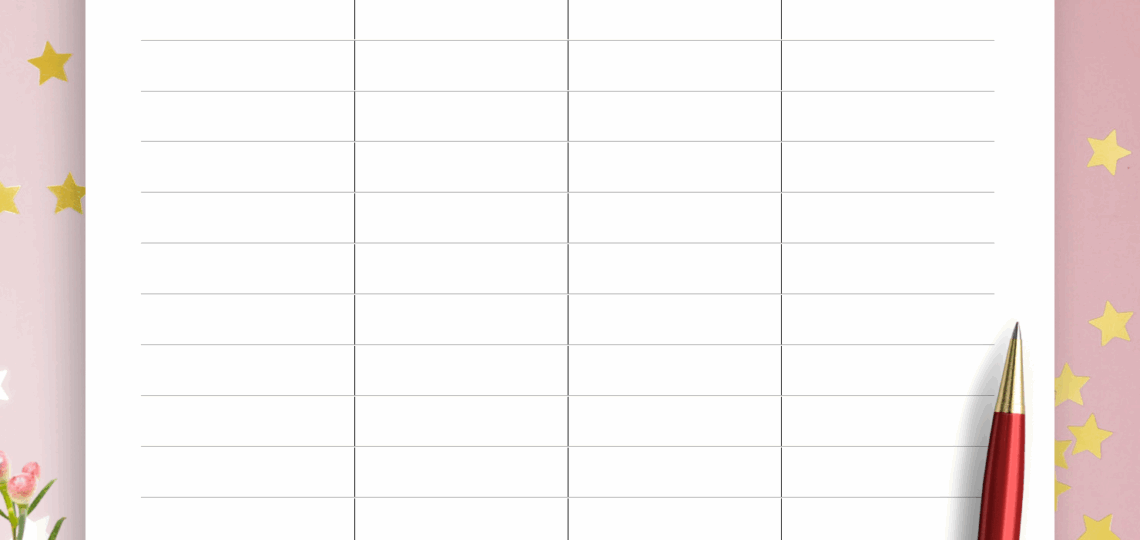 Download Printable Table 4 Column PDF