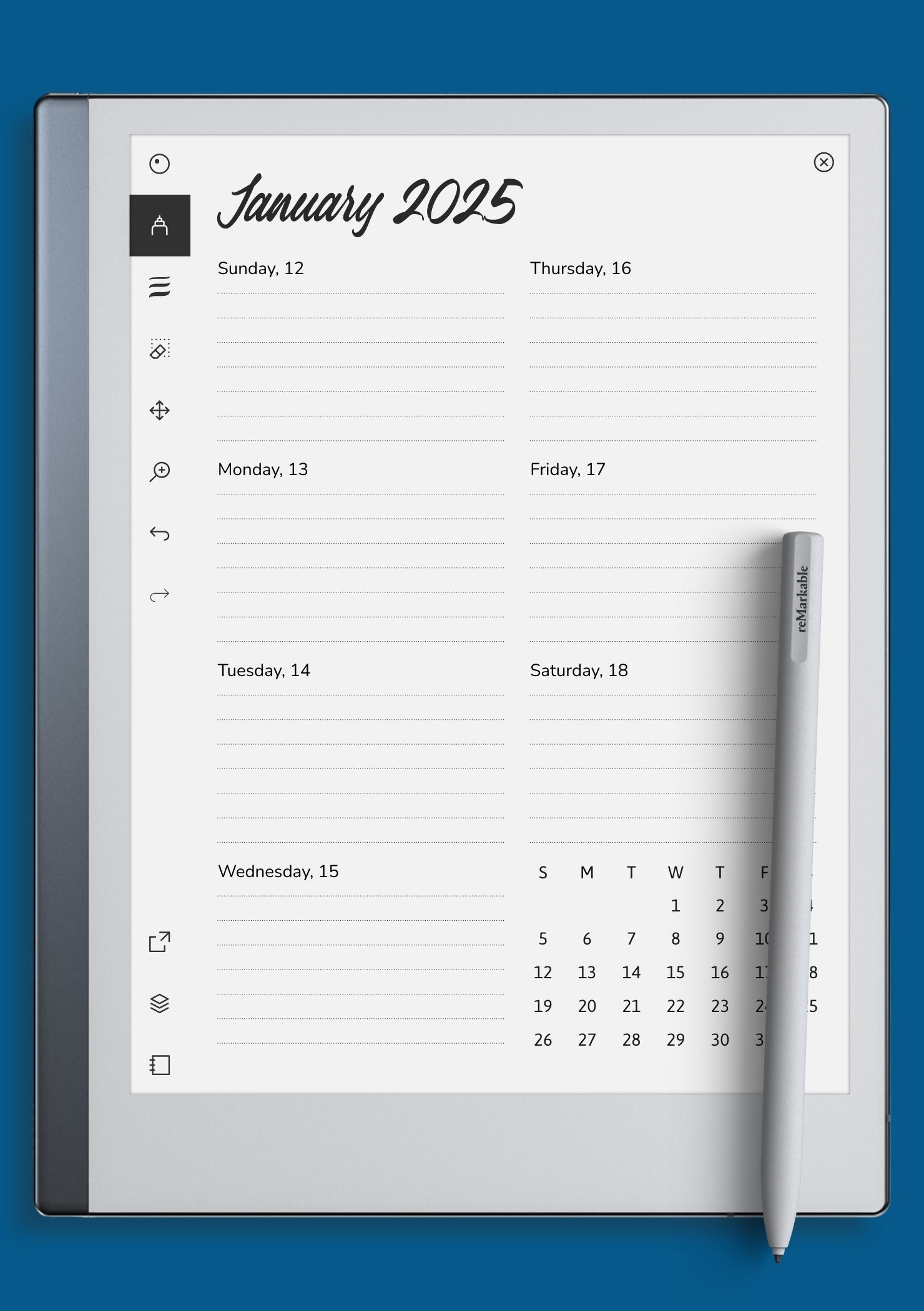 Download Printable Weekly Calendar Template PDF