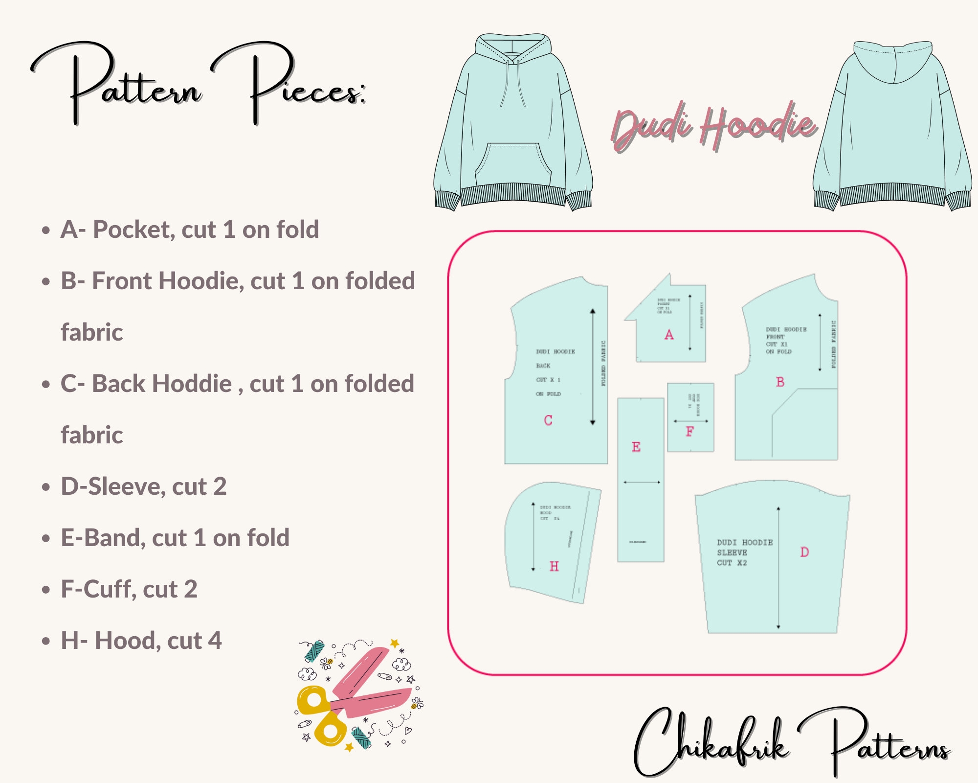 Dudi Hoodie Pattern Oversized Hoodie Sewing Pattern 13 Sizes Women Hoodie Sweatshirt Pattern Women Sewing Pattern Loungewear Pattern