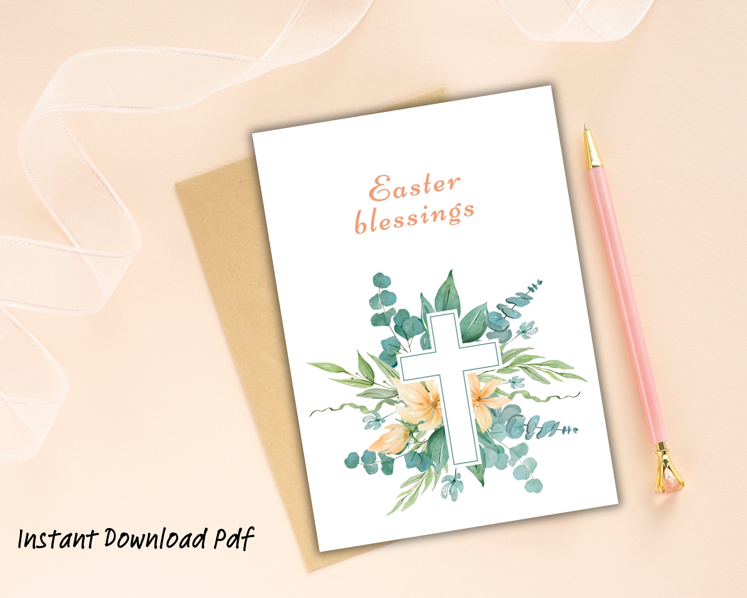 Easter Card Religious Cross Printable Easter Greeting Cards 