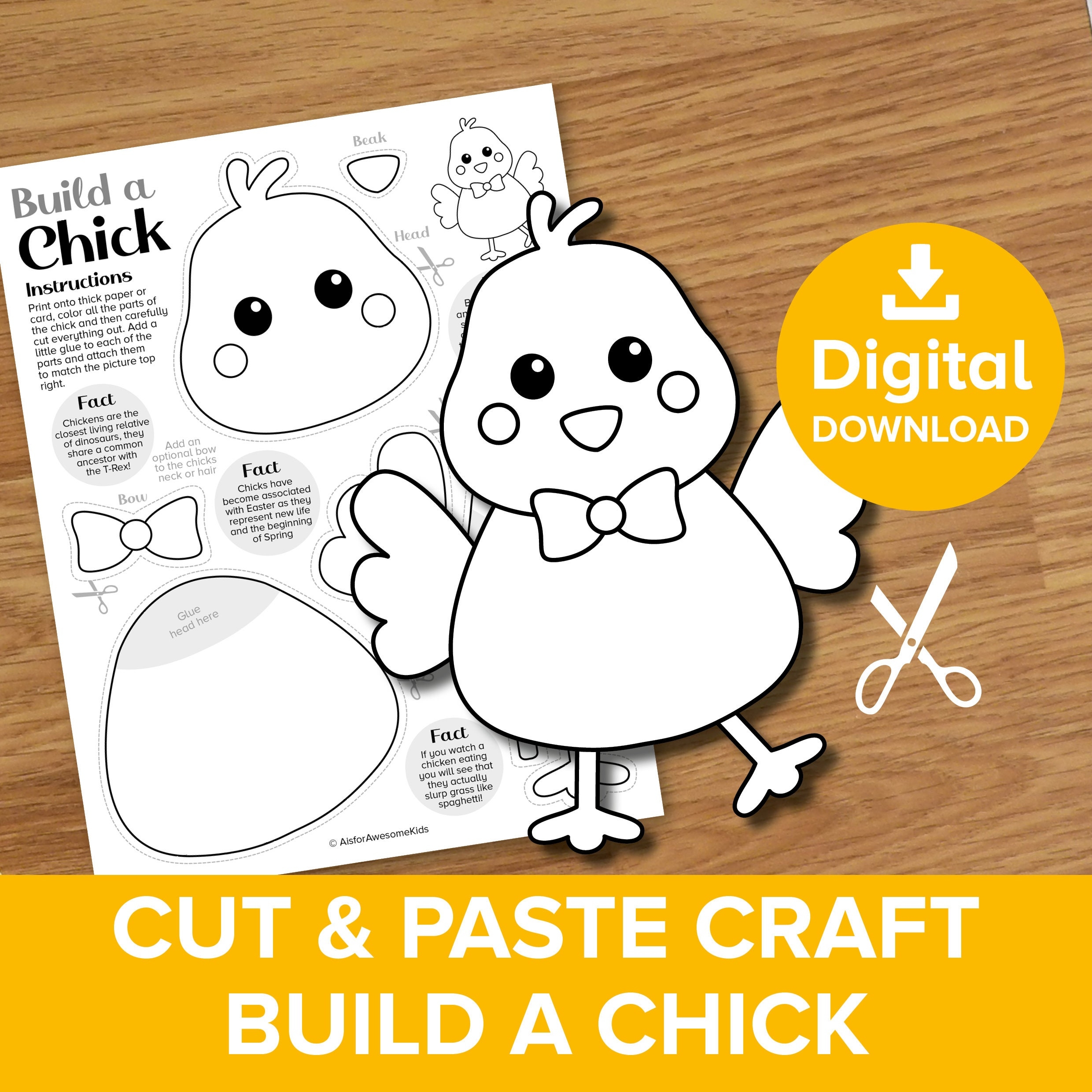 Easter Chick Cut U0026 Paste Craft Printable Build A Chicken Coloring Spring Baby Farm Animals Art Bird Model Making Educational Activity Kit Etsy UK Easter Chick Cut U0026 Paste Craft Printable Build A Chicken Coloring Spring Baby Farm Animals Art Bird Model Making Educational Activity Kit Etsy UK