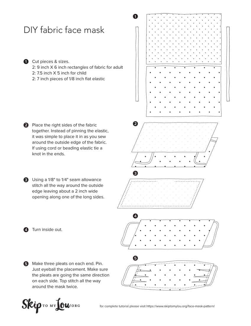 Easy DIY Face Mask Pattern FREE Printable Skip To My Lou