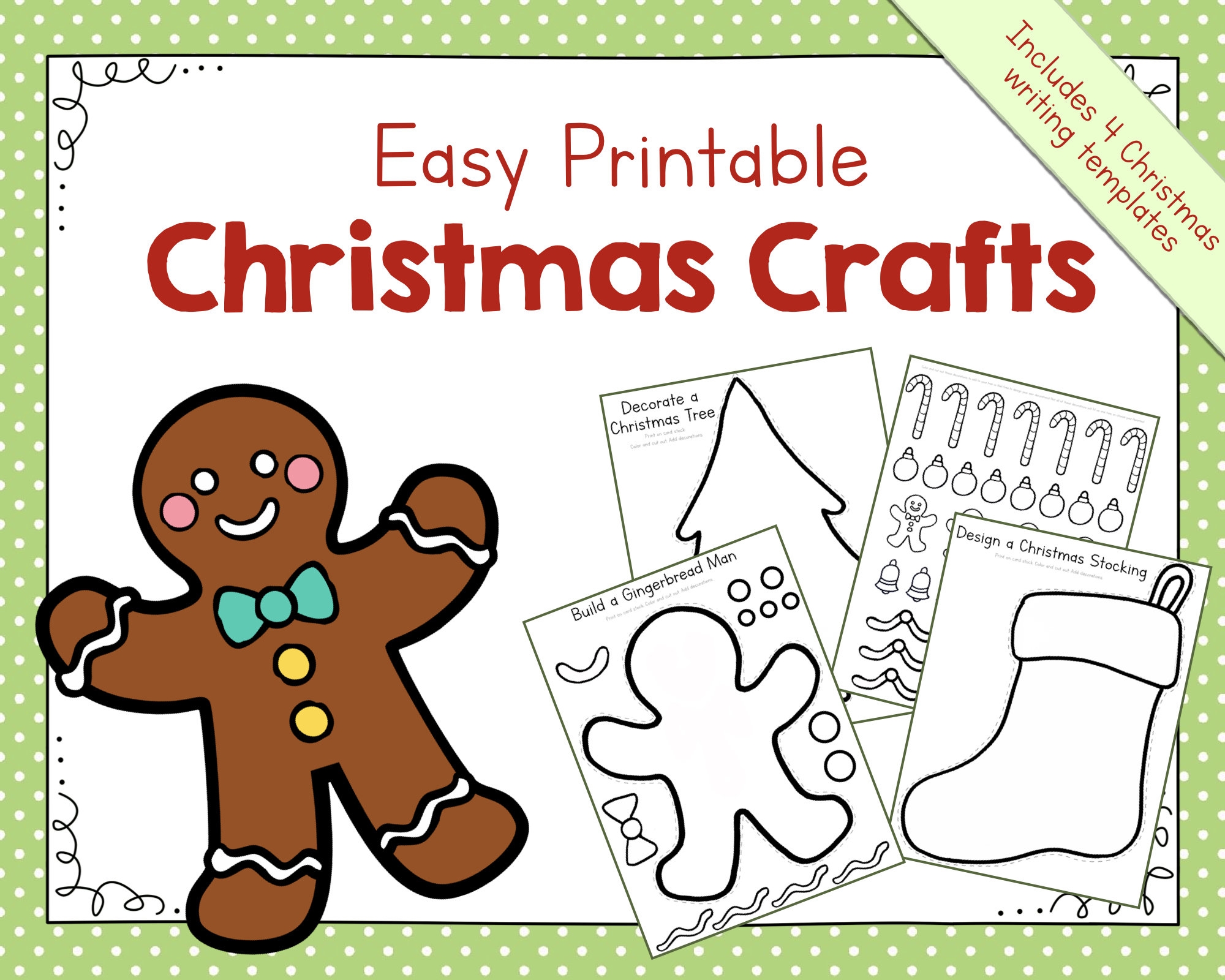Easy Printable Christmas Crafts And Writing Templates Etsy