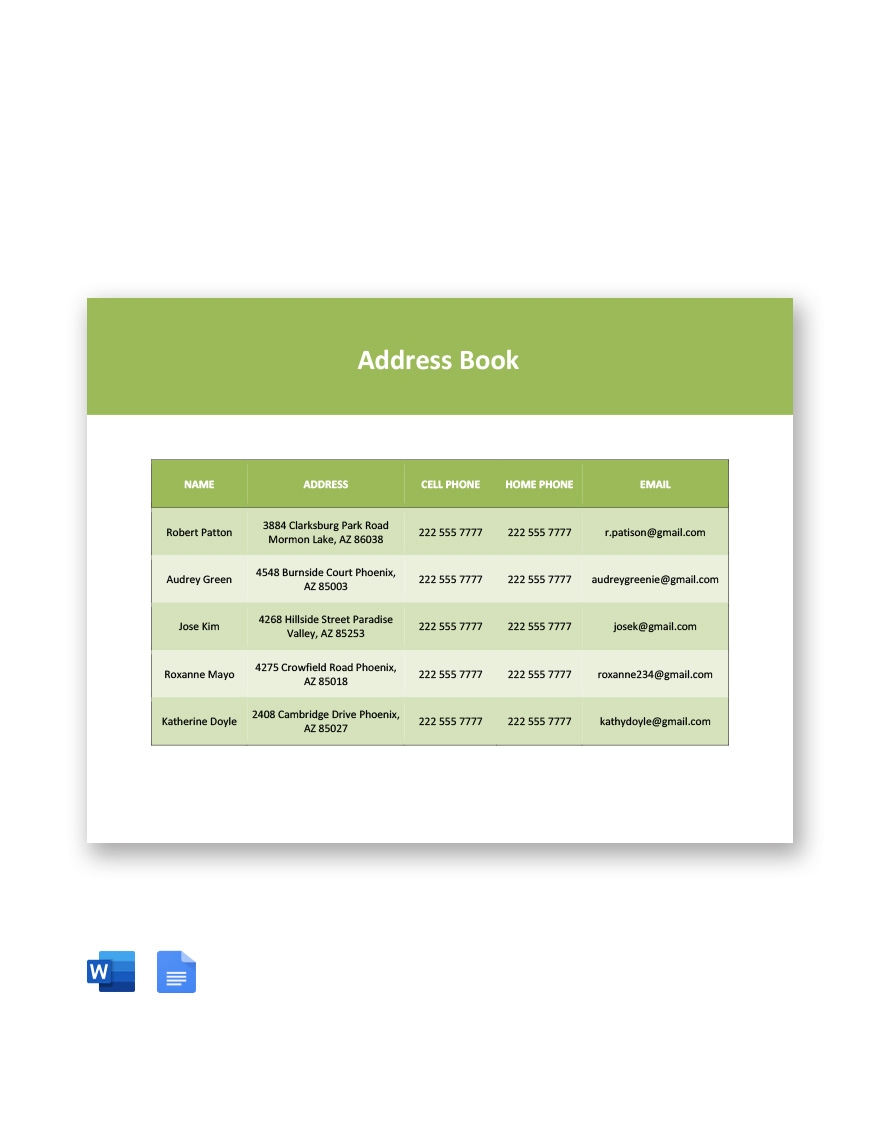 Editable Address Book Templates In Word To Download Editable Address Book Templates In Word To Download