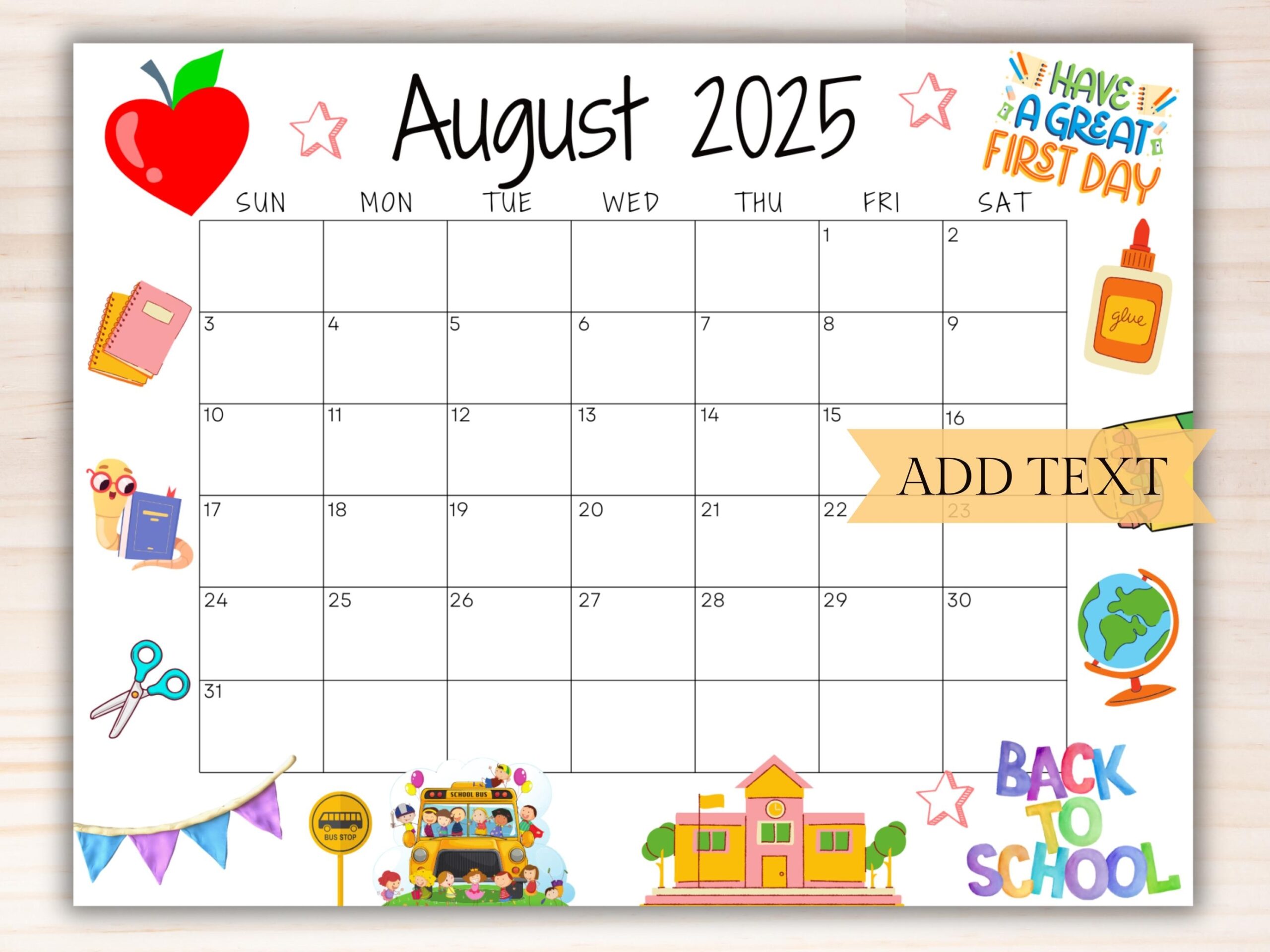 August 2025 Calendar Editable Free