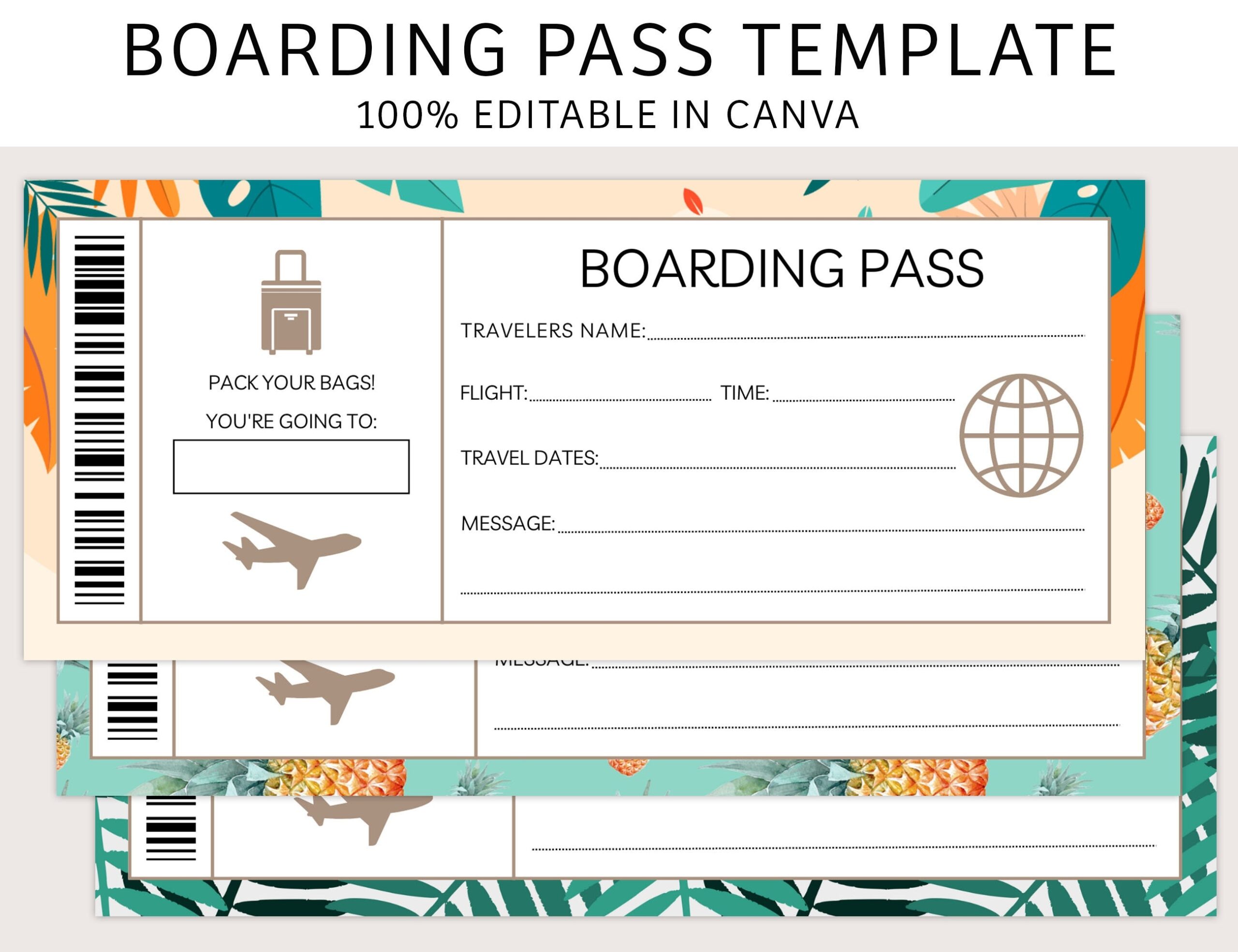 Editable Boarding Pass Boarding Pass Ticket Printable Ticket Surprise Trip Airplane Ticket Template Couples Gift Idea Etsy