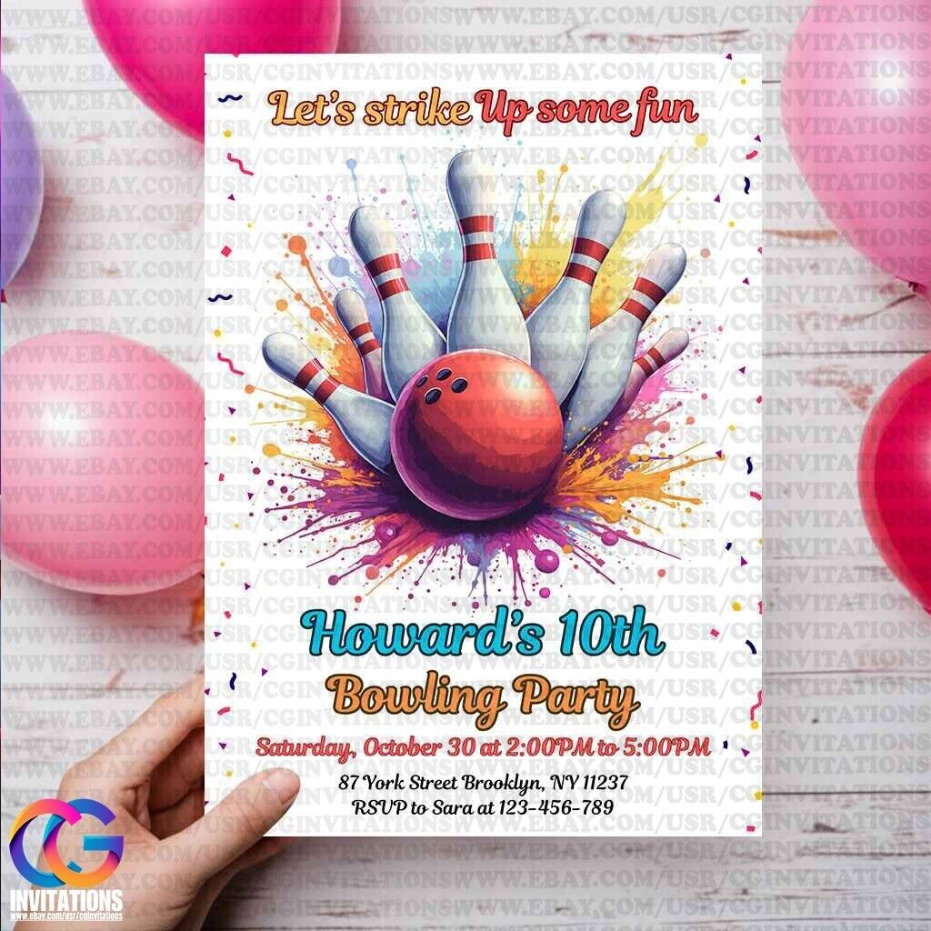 EDITABLE Bowling Birthday Party Invitation Bowling Party EDITABLE Bowling Birthday Party Invitation Bowling Party