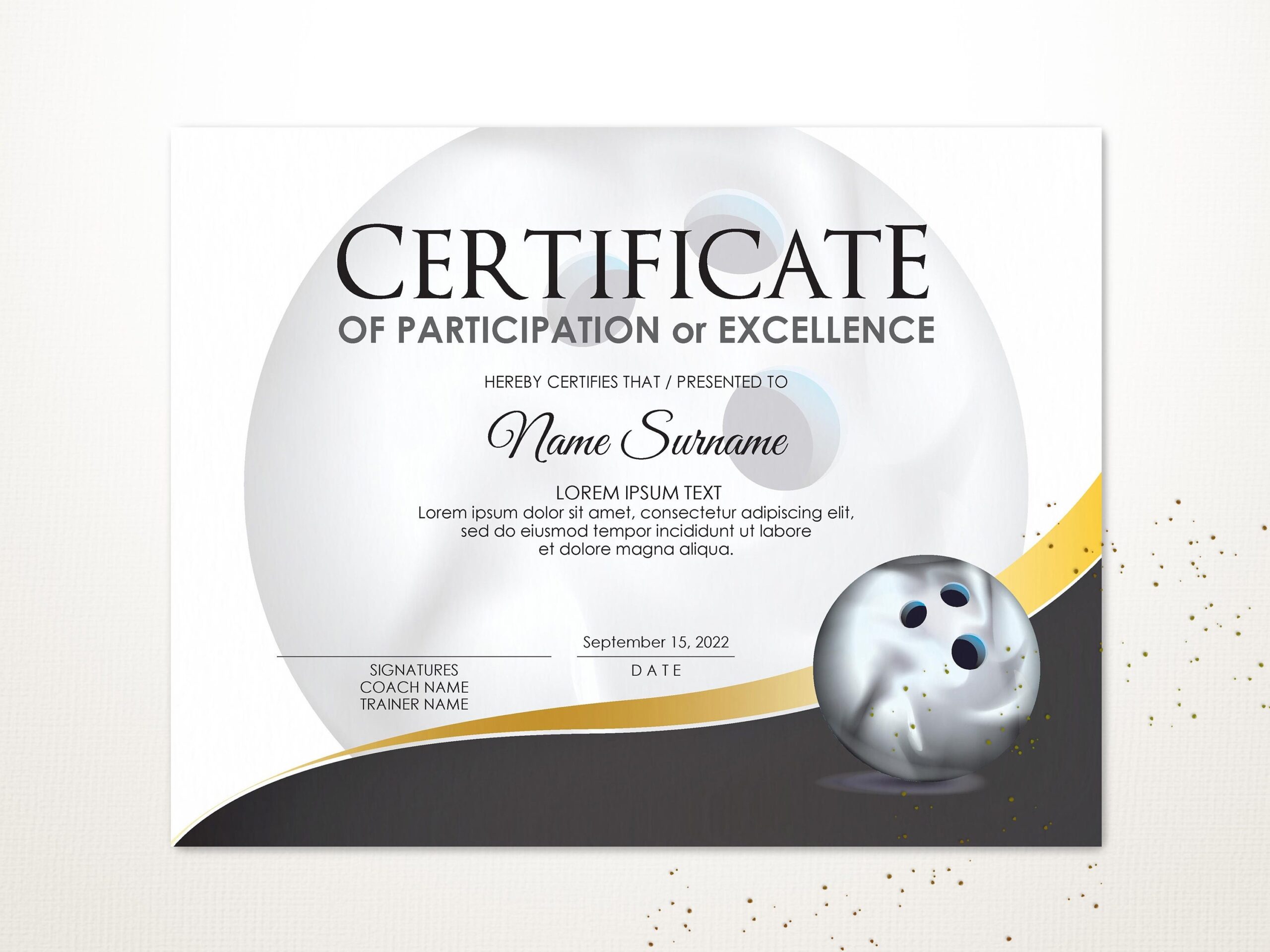 EDITABLE Bowling Certificate Template Sport Certificate Award 