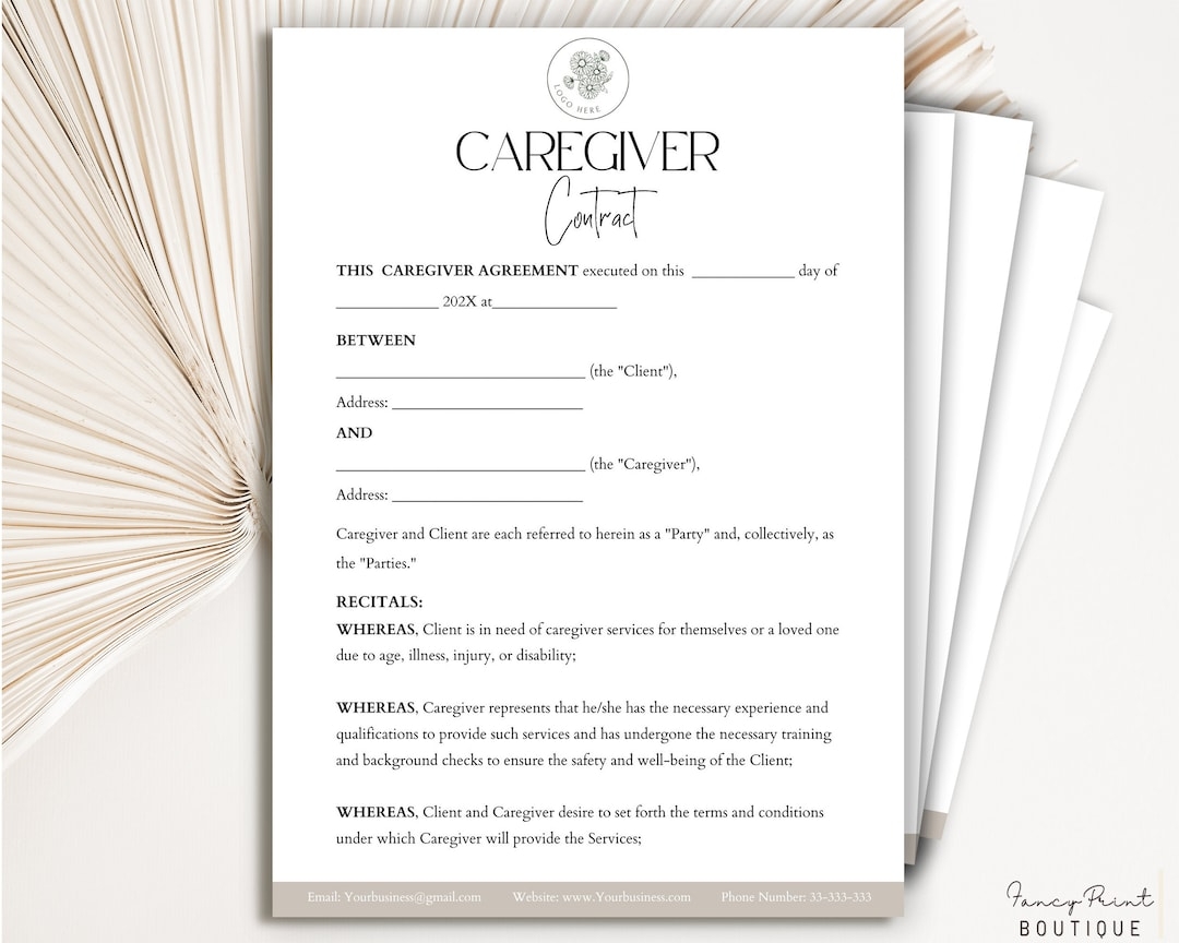 Free Printable Caregiver Contract Template Free Printable Caregiver Contract Template