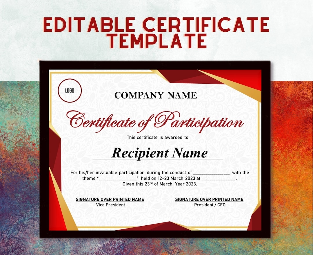 Free Printable Certificate Of Participation Templates Free Printable Certificate Of Participation Templates