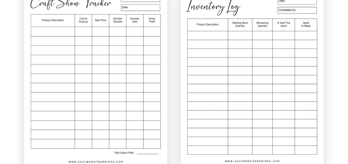 Editable Craft Show Inventory Trackertemplate Product Inventory