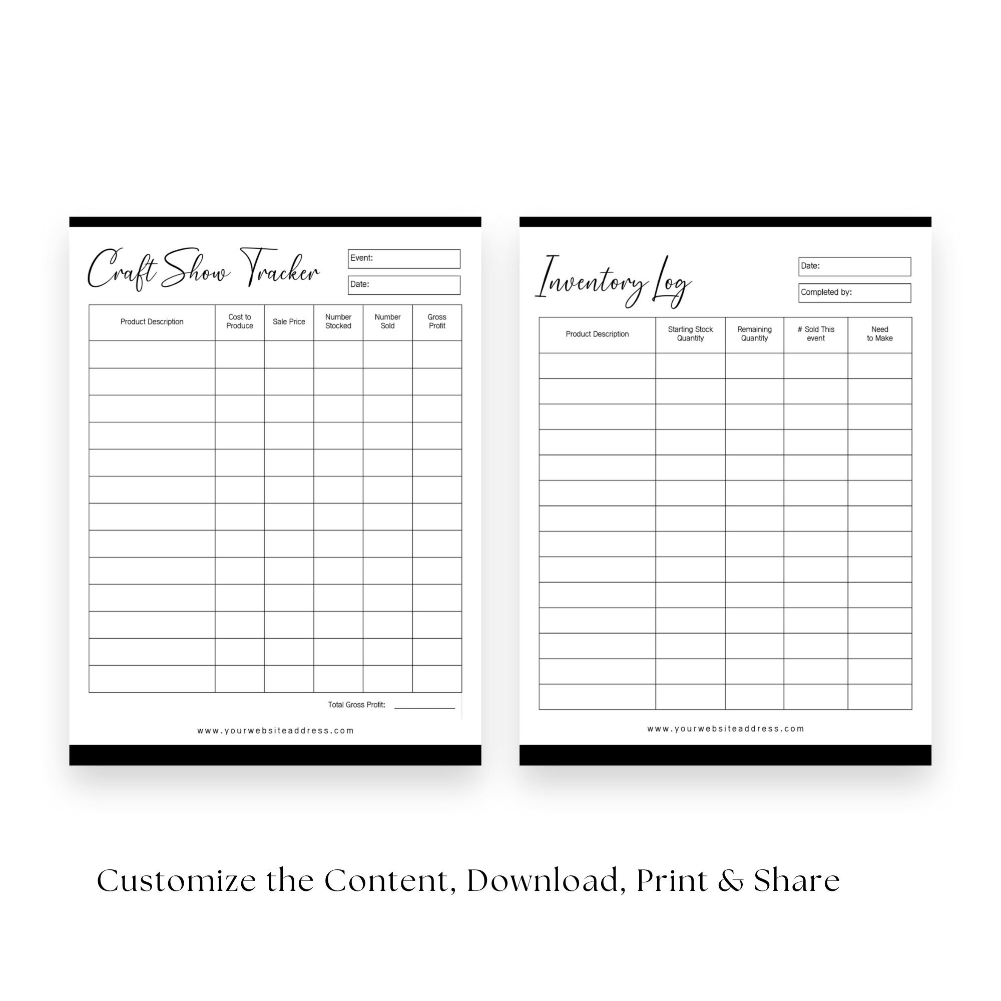 Editable Craft Show Inventory Trackertemplate Product Inventory  Editable Craft Show Inventory Trackertemplate Product Inventory