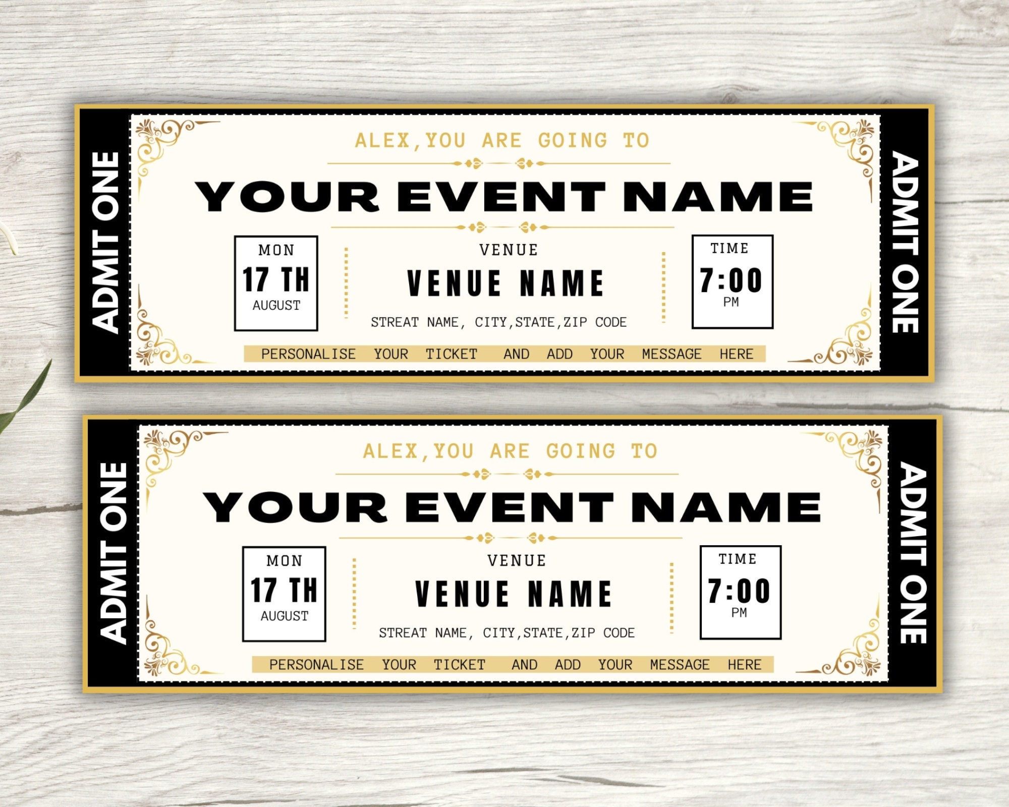 Editable Event Ticket Template Printable Ticket Gift Ticket 