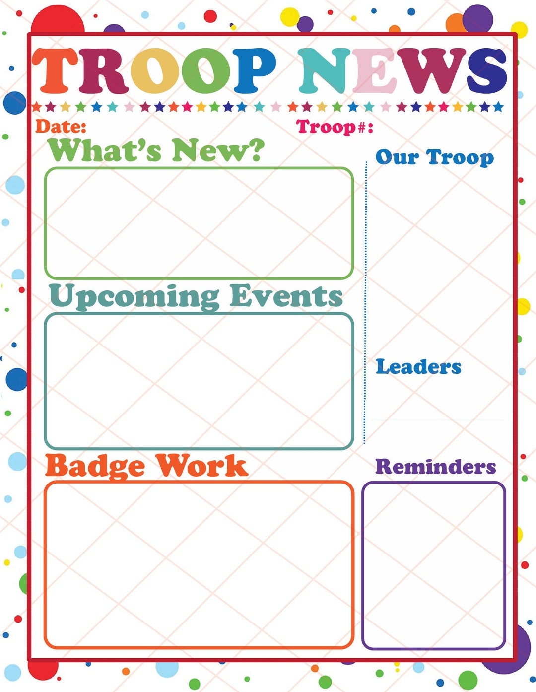 EDITABLE Girl Scout Troop Newsletter 8x10 Print At HOME Edit With Jettemplate Etsy