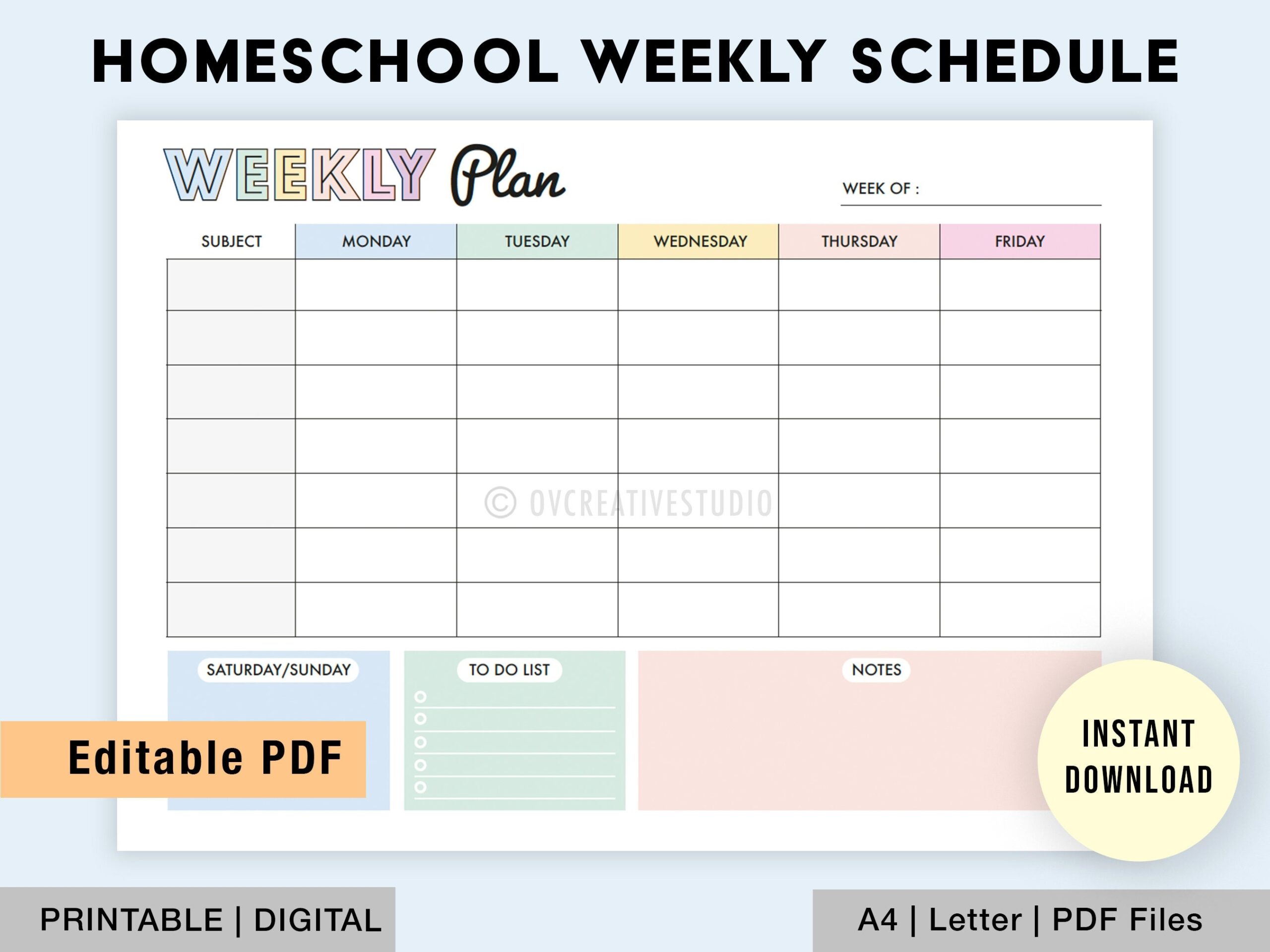Free Printable Homeschool Weekly Schedule Template Free Printable Homeschool Weekly Schedule Template