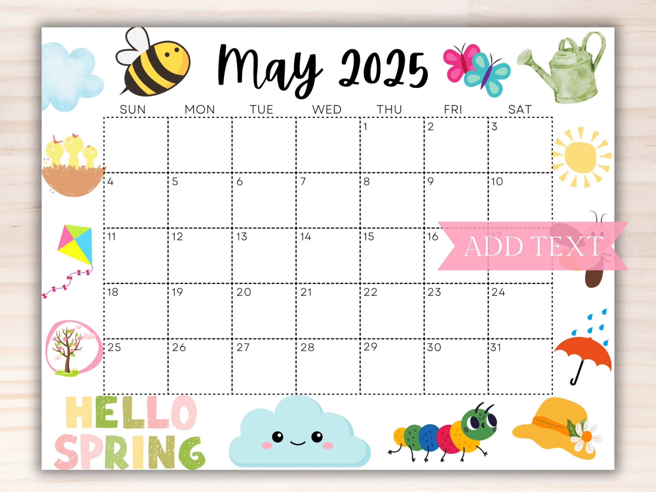 EDITABLE May 2025 Calendar Printable Calendar 2025 Cute Spring EDITABLE May 2025 Calendar Printable Calendar 2025 Cute Spring