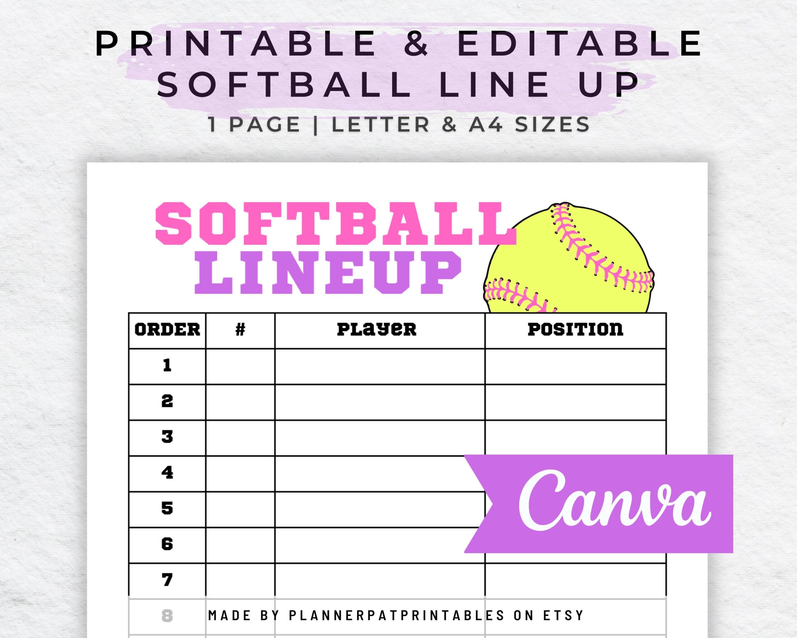 Free Printable Softball Lineup Template Free Printable Softball Lineup Template