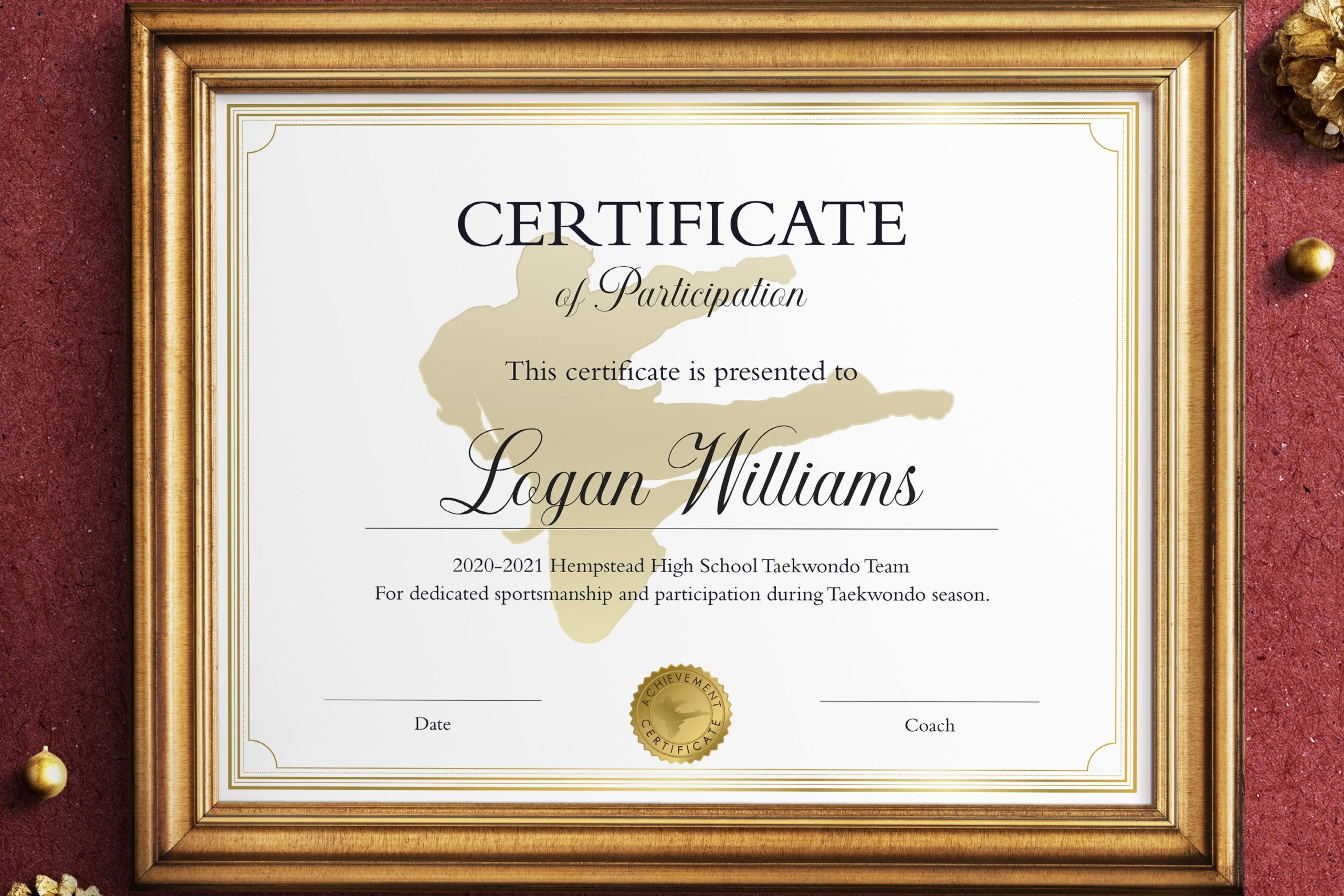 Editable Taekwondo Certificate Template DIY Tae Kwon Do 
