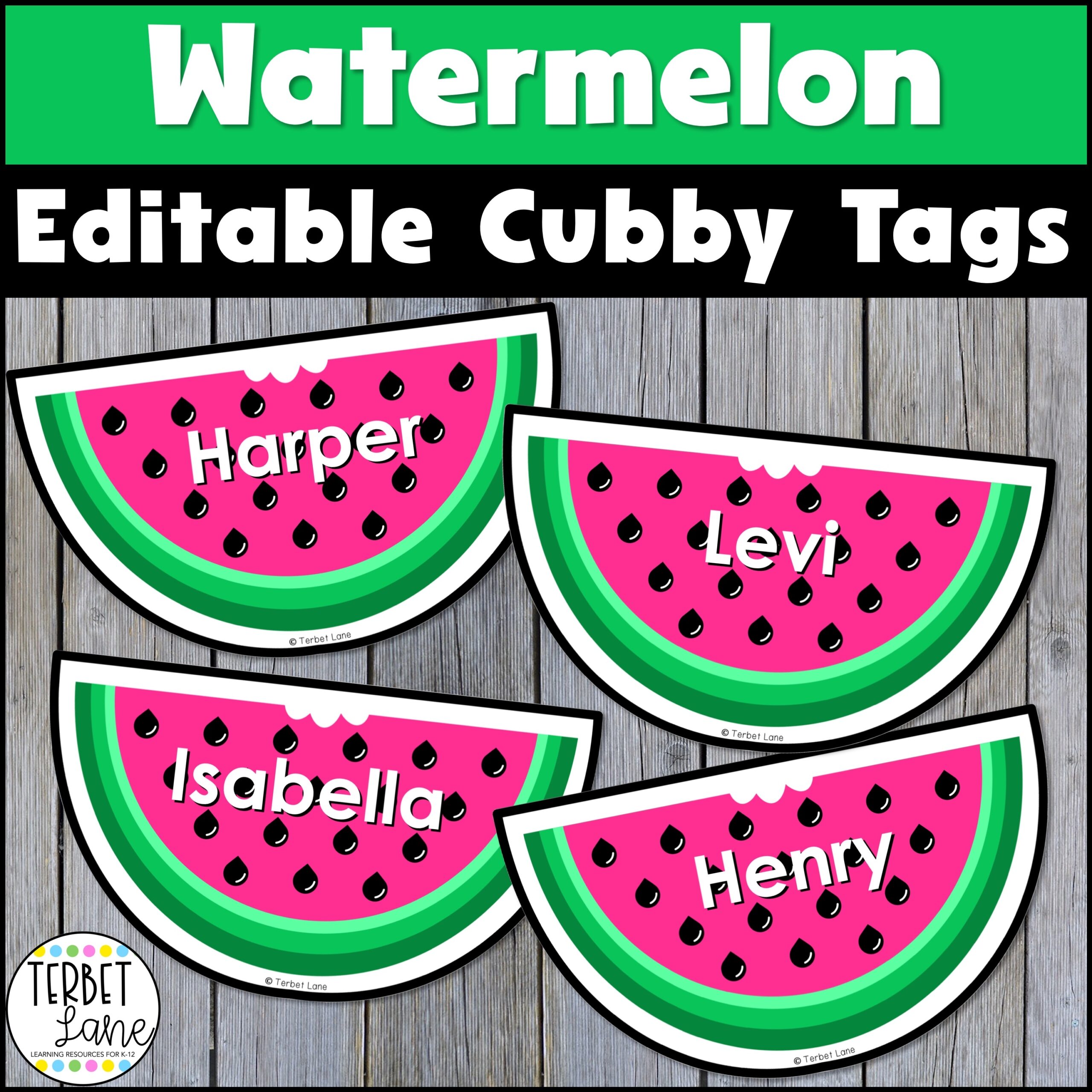 Editable Watermelon Themed Summer Cubby Tags Locker Labels  Editable Watermelon Themed Summer Cubby Tags Locker Labels