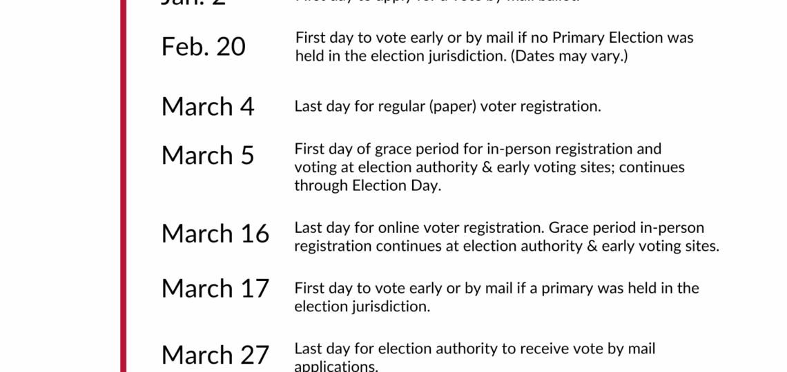 Election Calendar League Of Women Voters Of Illinois