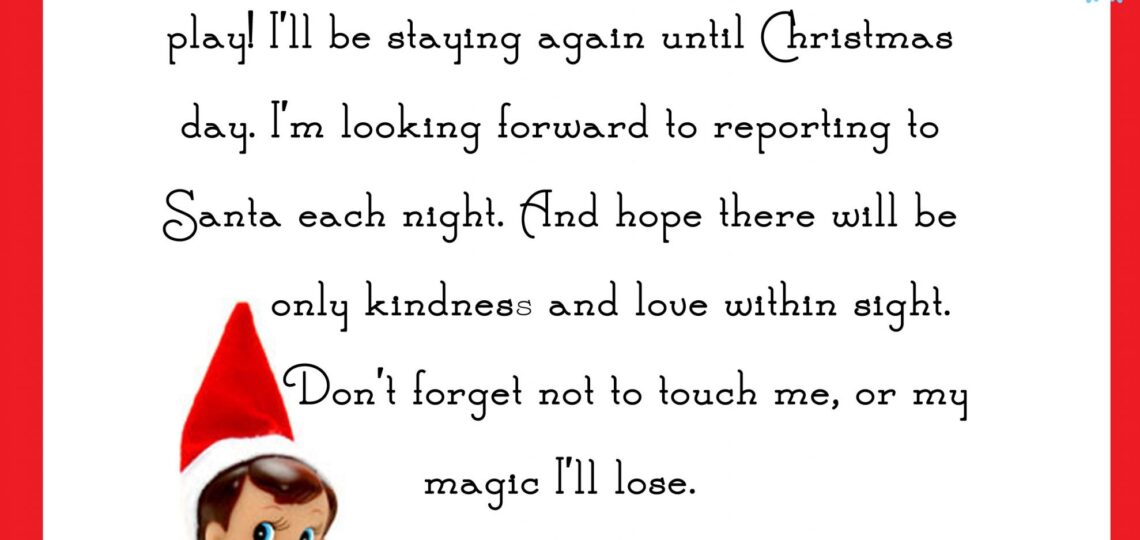 Elf On The Shelf Letter free Printable