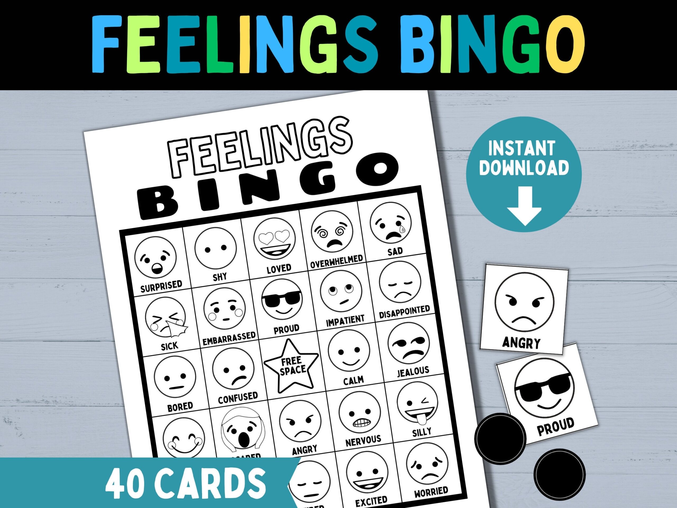 Emotions Feelings BINGO Game For Kids And Teens Printable Emoji Bingo Cards Classroom SEL Or Group Therapy Activity School Social Work Etsy UK