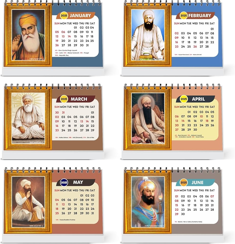 ESCAPER Sikh Calendar 2025 Desk Sikhism Calendar 2025 Sikh Guru Photos Calendar 2025 Guru Nanak Photo Calendar Guru Govind Singh Calendar 2025 ESCAPER Sikh Calendar 2025 Desk Sikhism Calendar 2025 Sikh Guru Photos Calendar 2025 Guru Nanak Photo Calendar Guru Govind Singh Calendar 2025