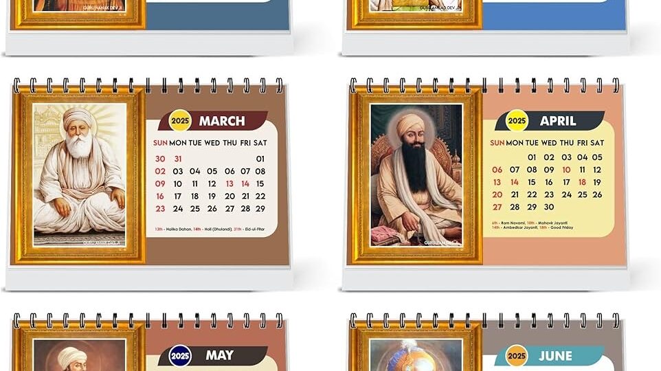 ESCAPER Sikh Calendar 2025 Desk Sikhism Calendar 2025 Sikh Guru Photos Calendar 2025 Guru Nanak Photo Calendar Guru Govind Singh Calendar 2025
