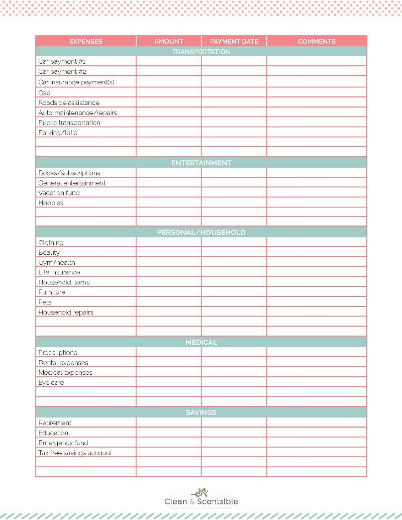 Family Binder Budgeting Printables Clean And Scentsible Family Binder Budgeting Printables Clean And Scentsible