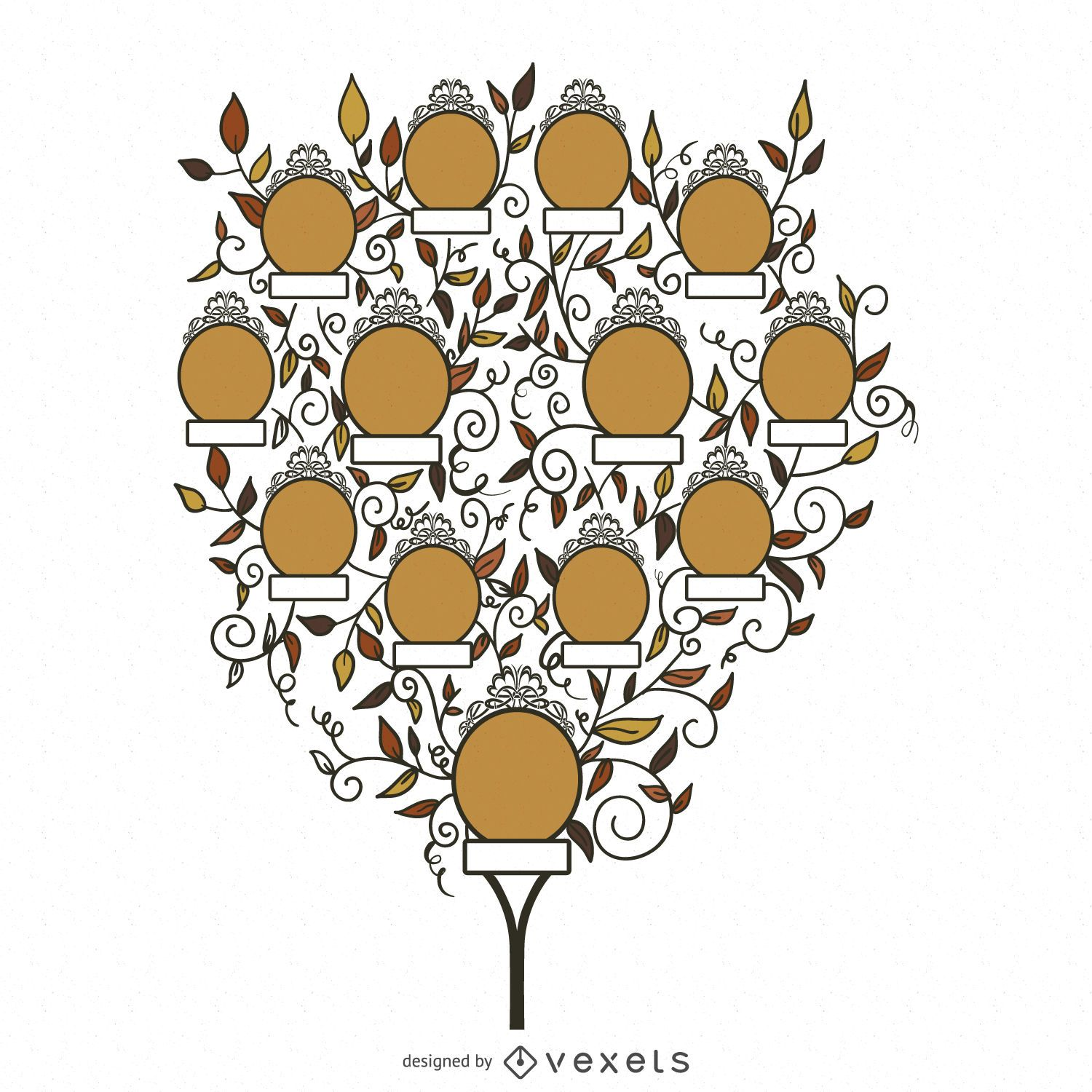 Family Tree With Leaves Template Vector Download