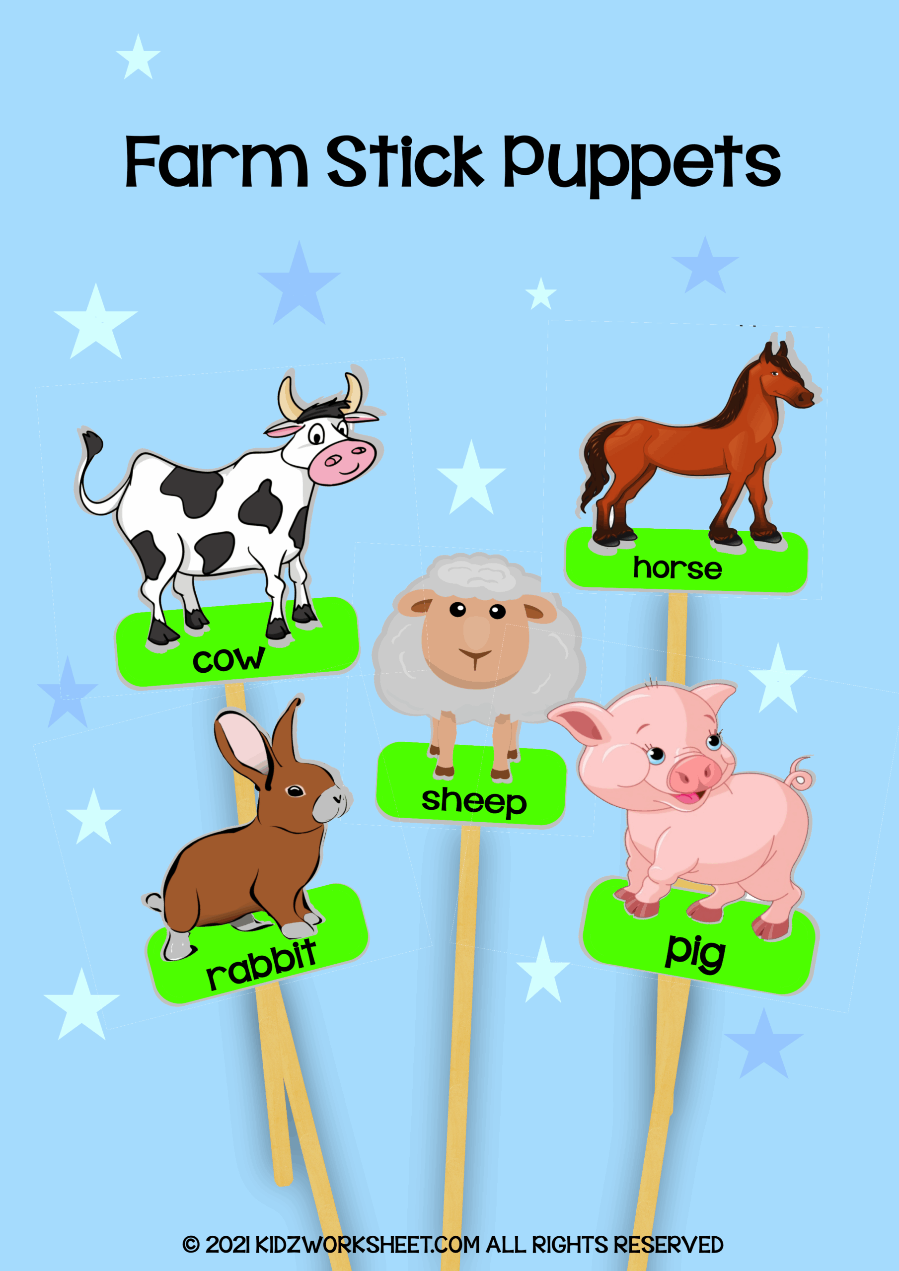 Farm Animal Stick Puppets Worksheet For Online Schooling Farm Animal Stick Puppets Worksheet For Online Schooling