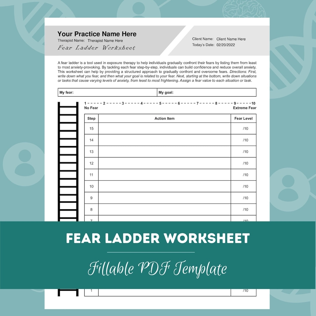 Fear Ladder Worksheet Editable Fillable PDF For Counselors Psychologists Social Workers Therapists Etsy UK Fear Ladder Worksheet Editable Fillable PDF For Counselors Psychologists Social Workers Therapists Etsy UK
