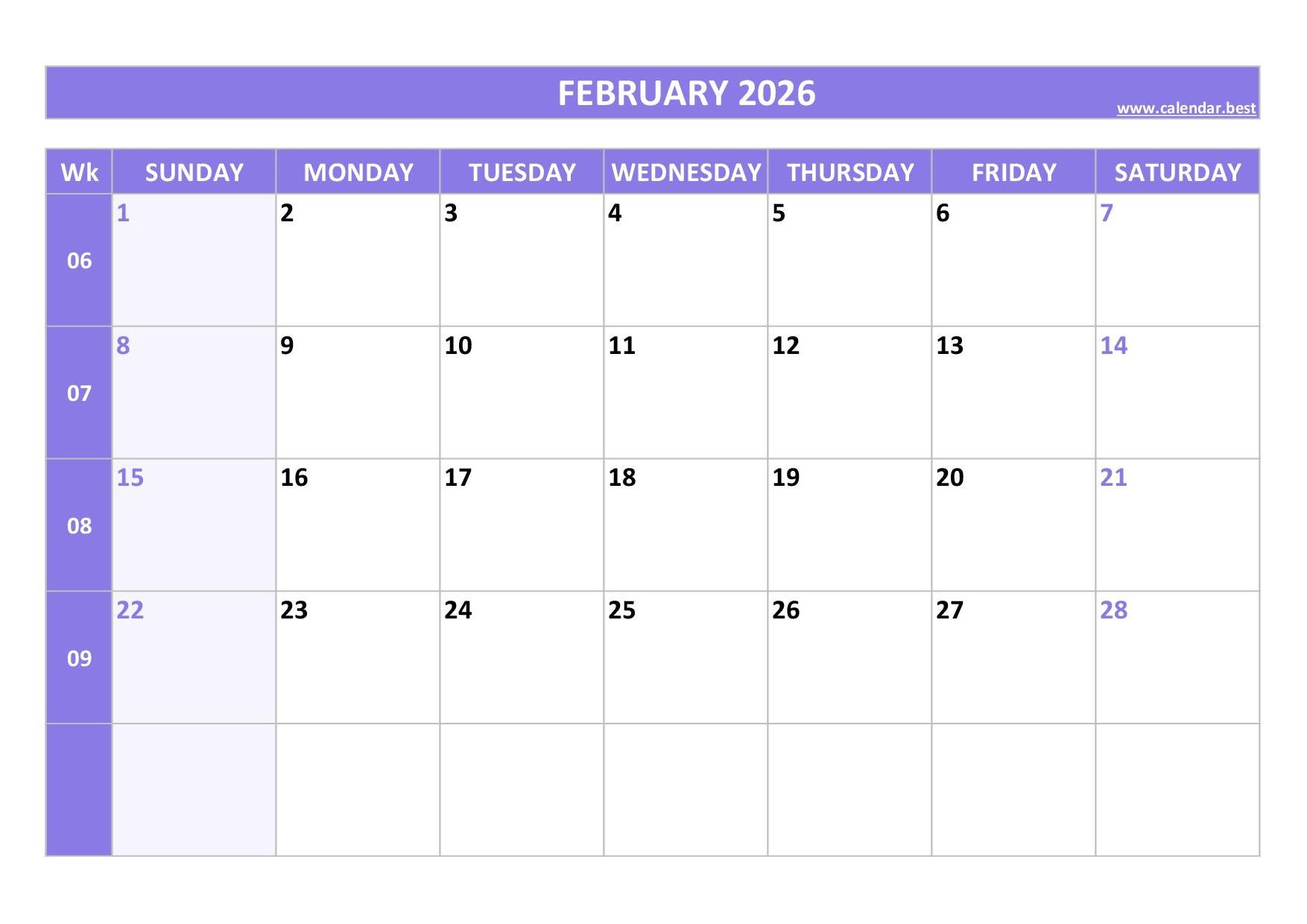 2026 Holiday Calendar February 2026 Holiday Calendar February