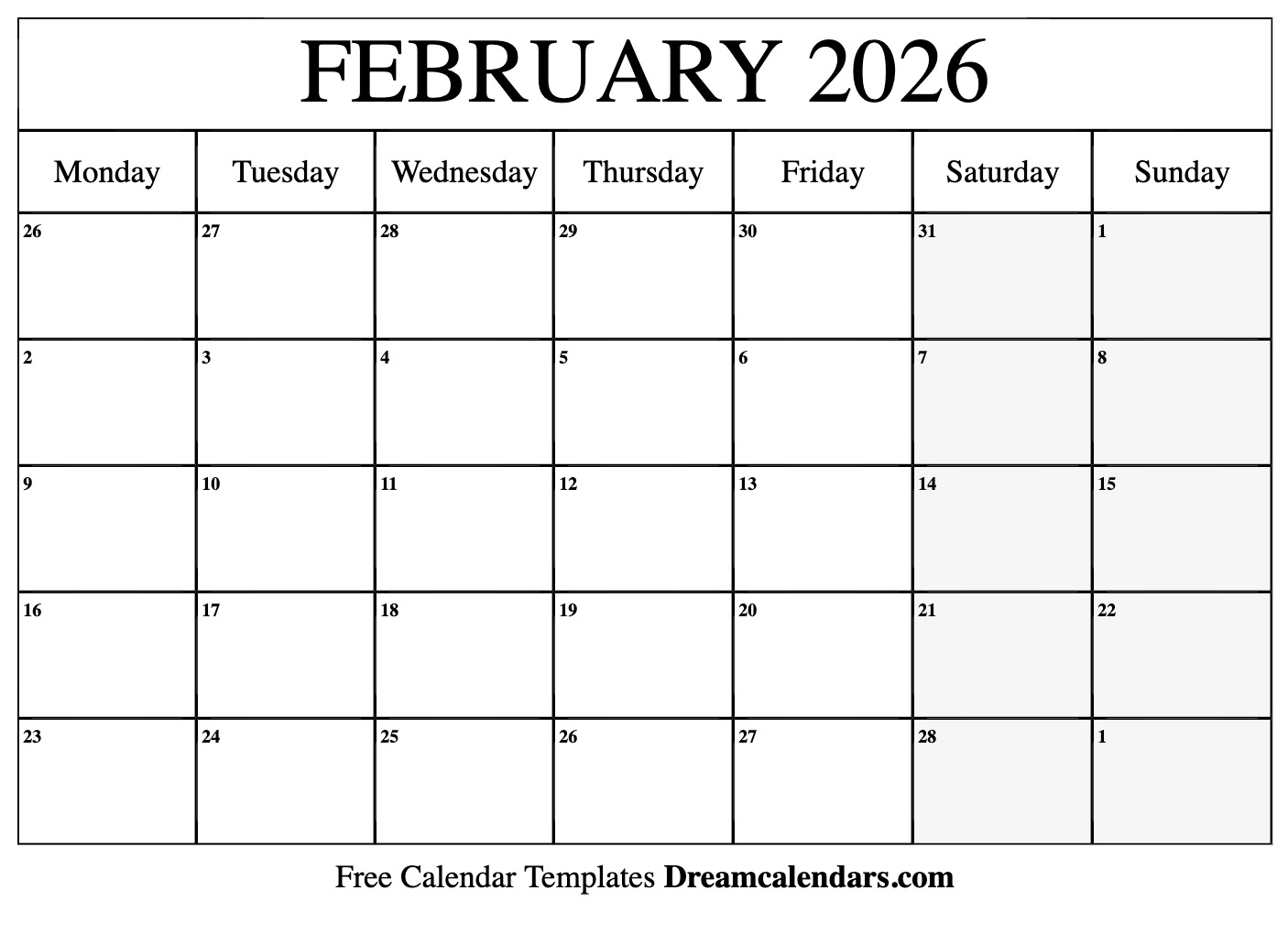 February 2026 Calendar Free Printable With Holidays And Observances February 2026 Calendar Free Printable With Holidays And Observances