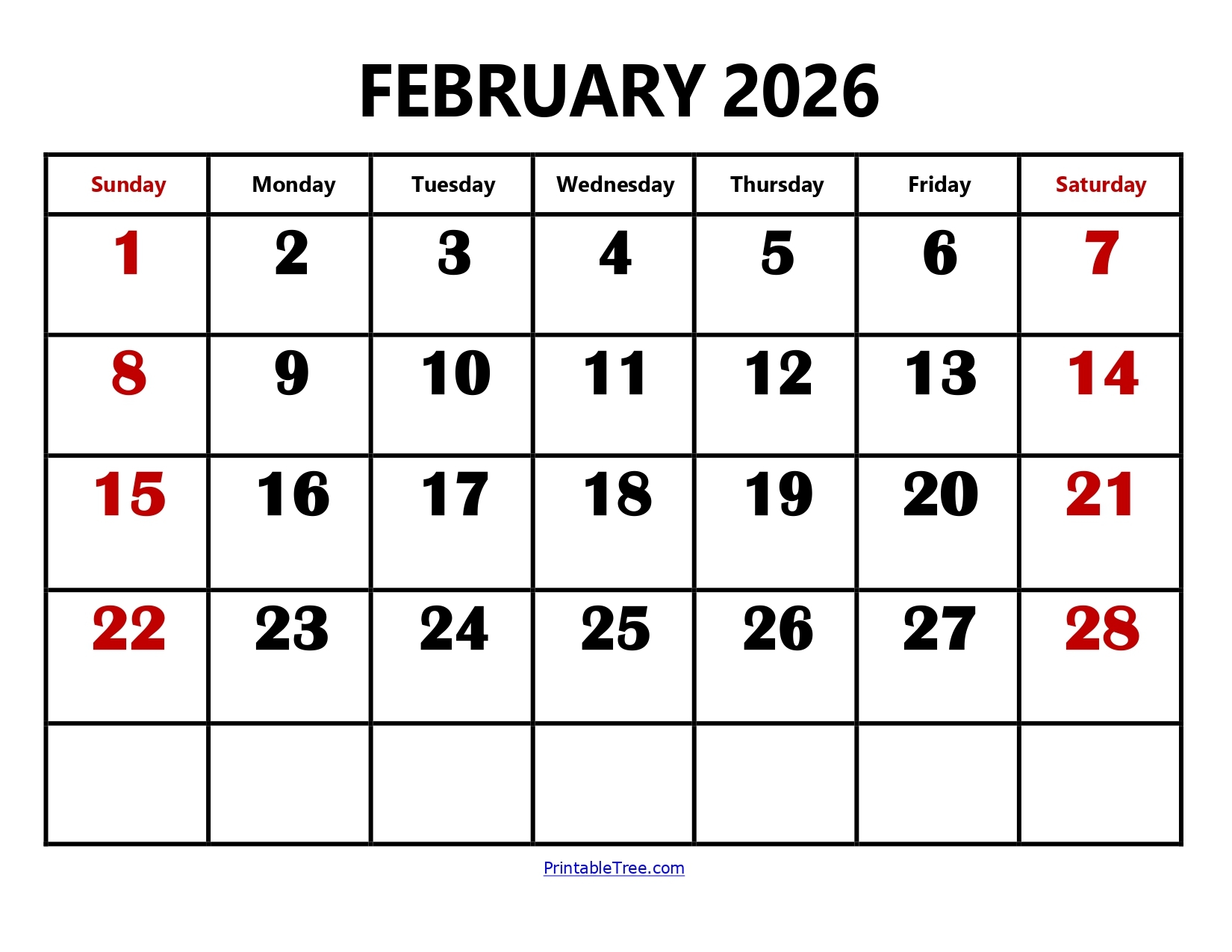 February 2026 Calendar Printable PDF With Holidays Templates February 2026 Calendar Printable PDF With Holidays Templates