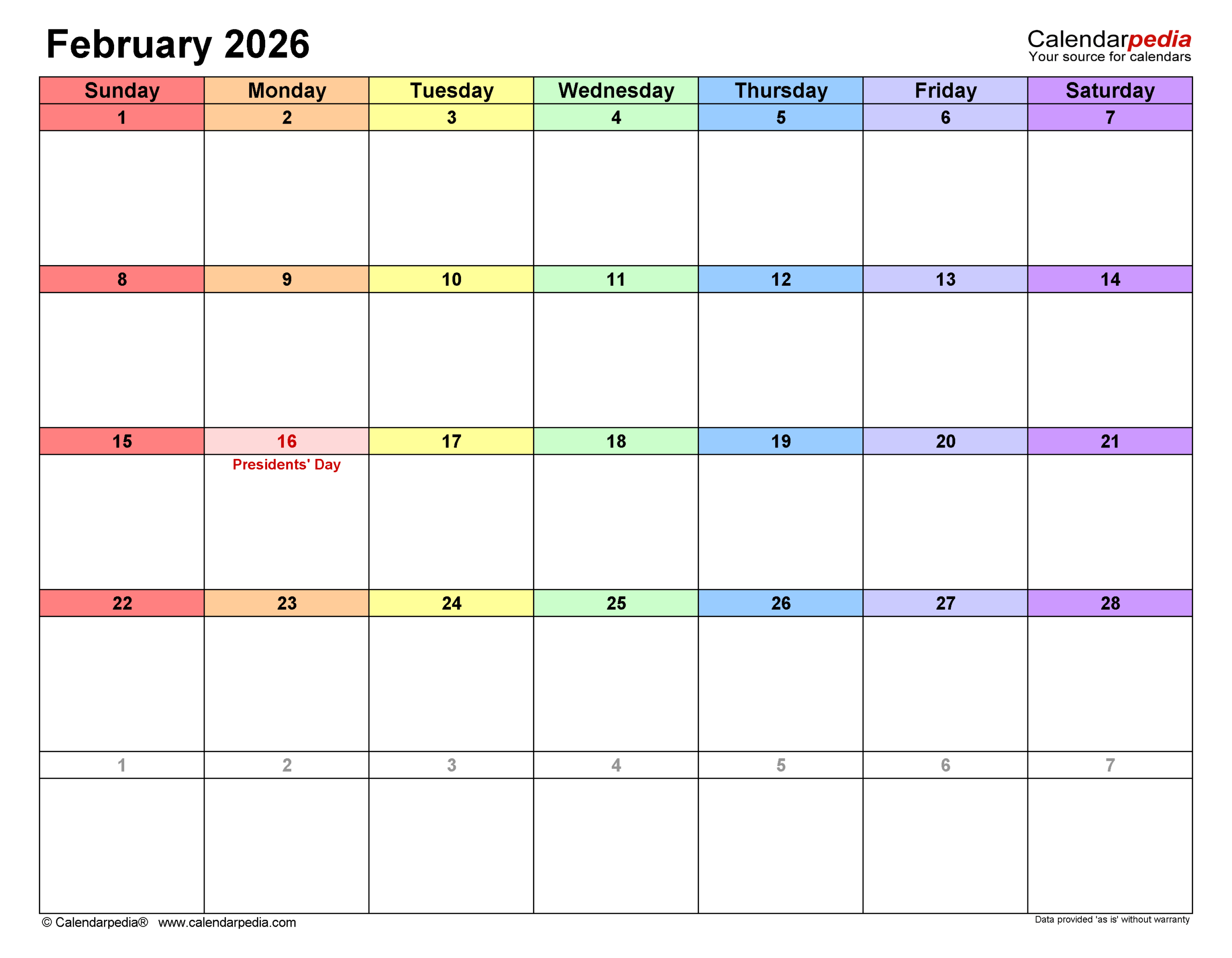 February 2026 Calendar Templates For PDF Excel And Word February 2026 Calendar Templates For PDF Excel And Word