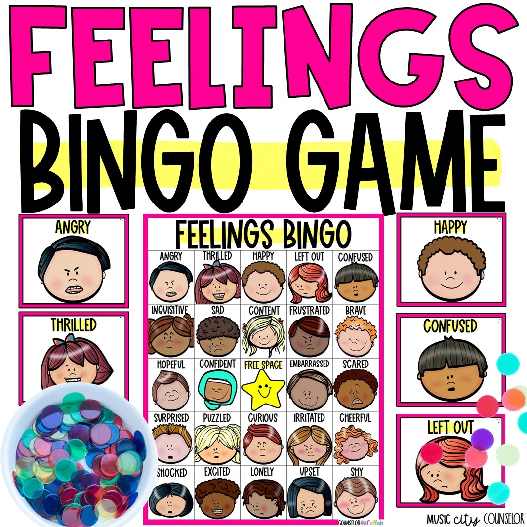 Feelings U0026 Emotions BINGO Game Music City Counselor
